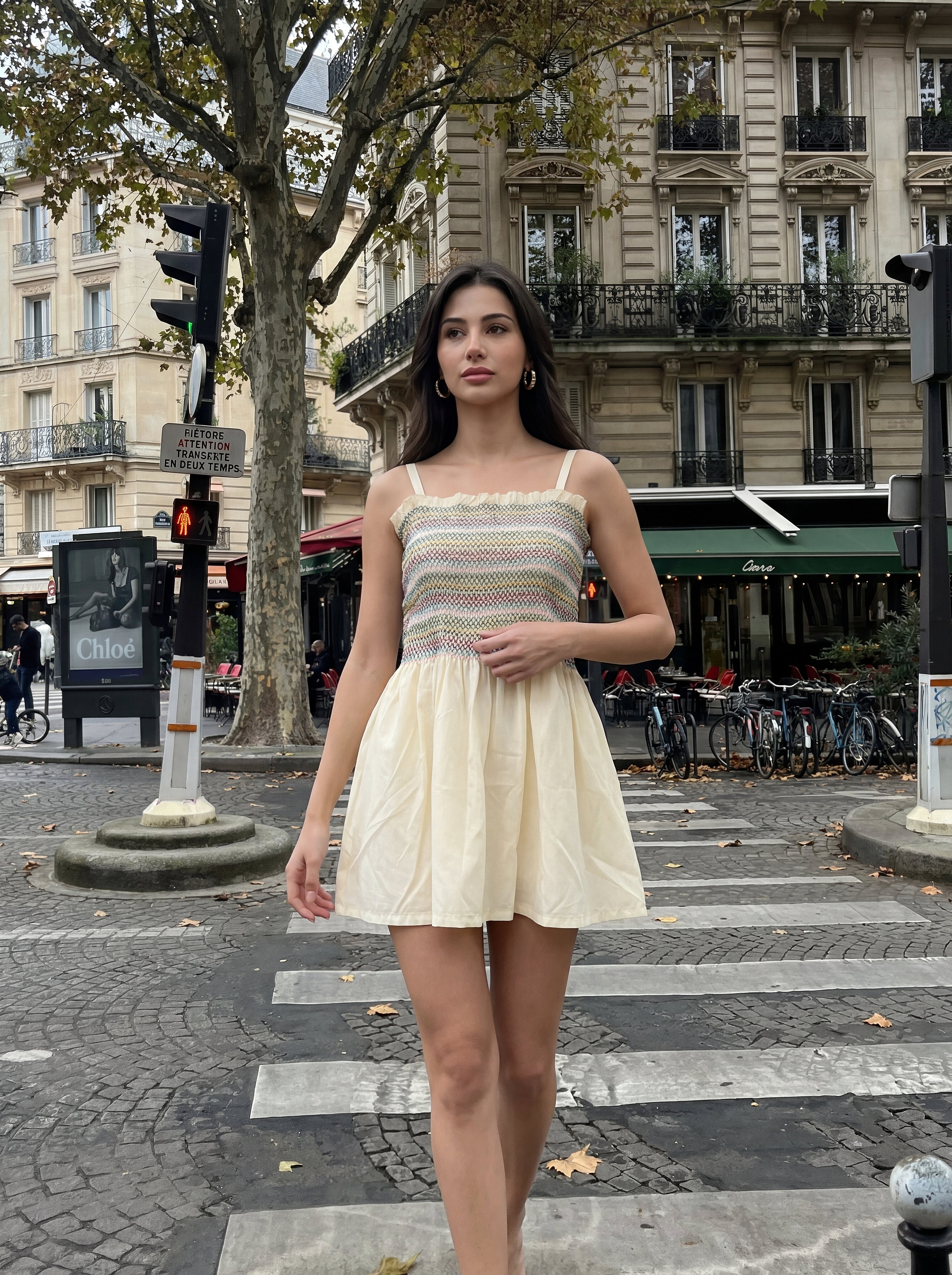 Cream Soft Rayon Slub Mini Dress