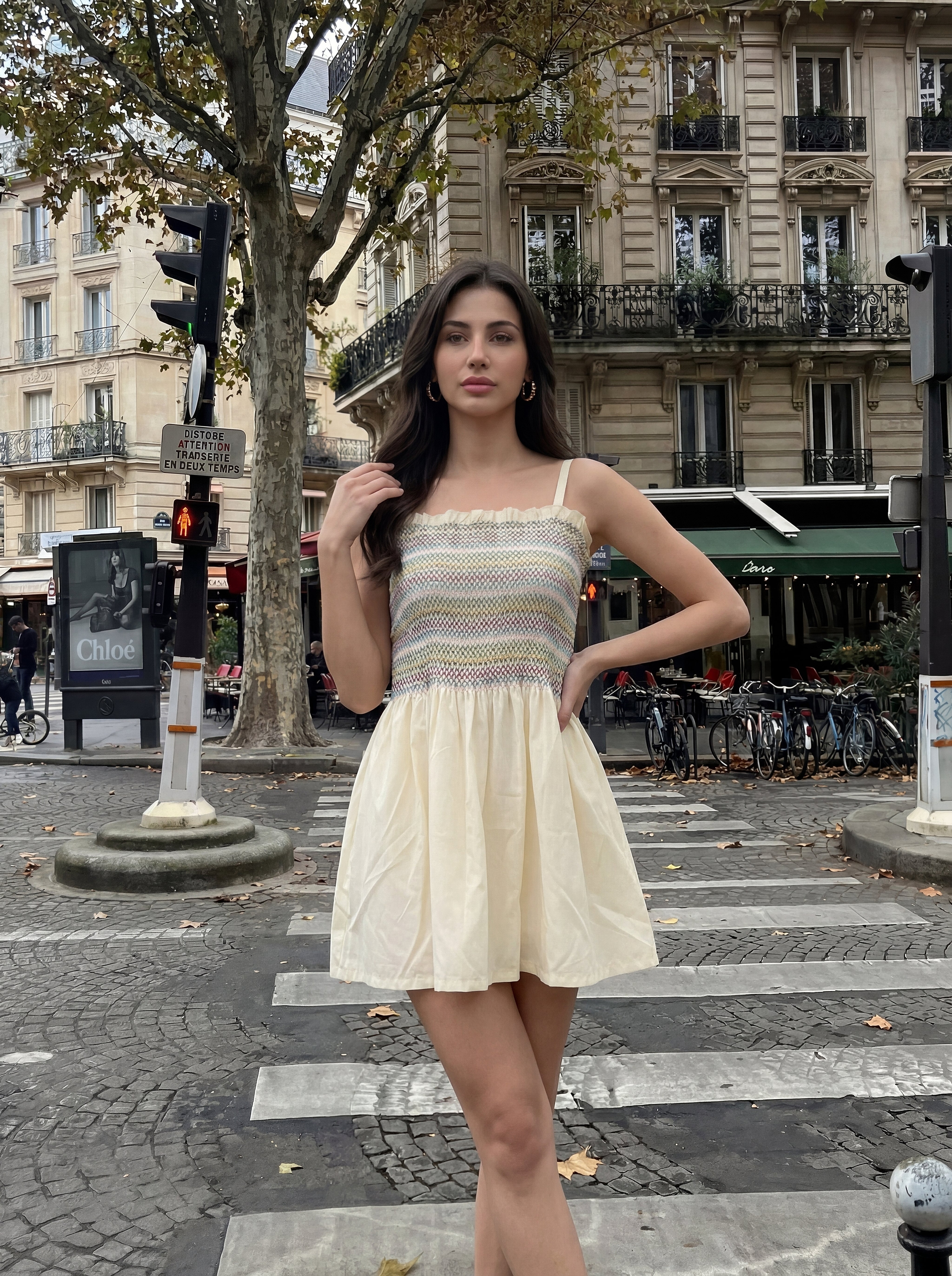 Cream Soft Rayon Slub Mini Dress
