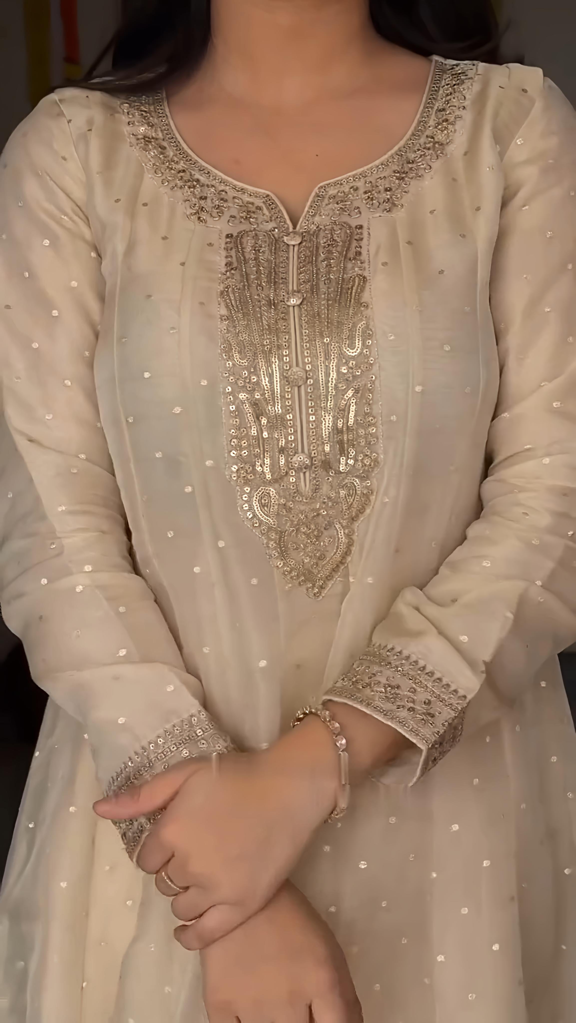 Off-White Anarkali Suit Set