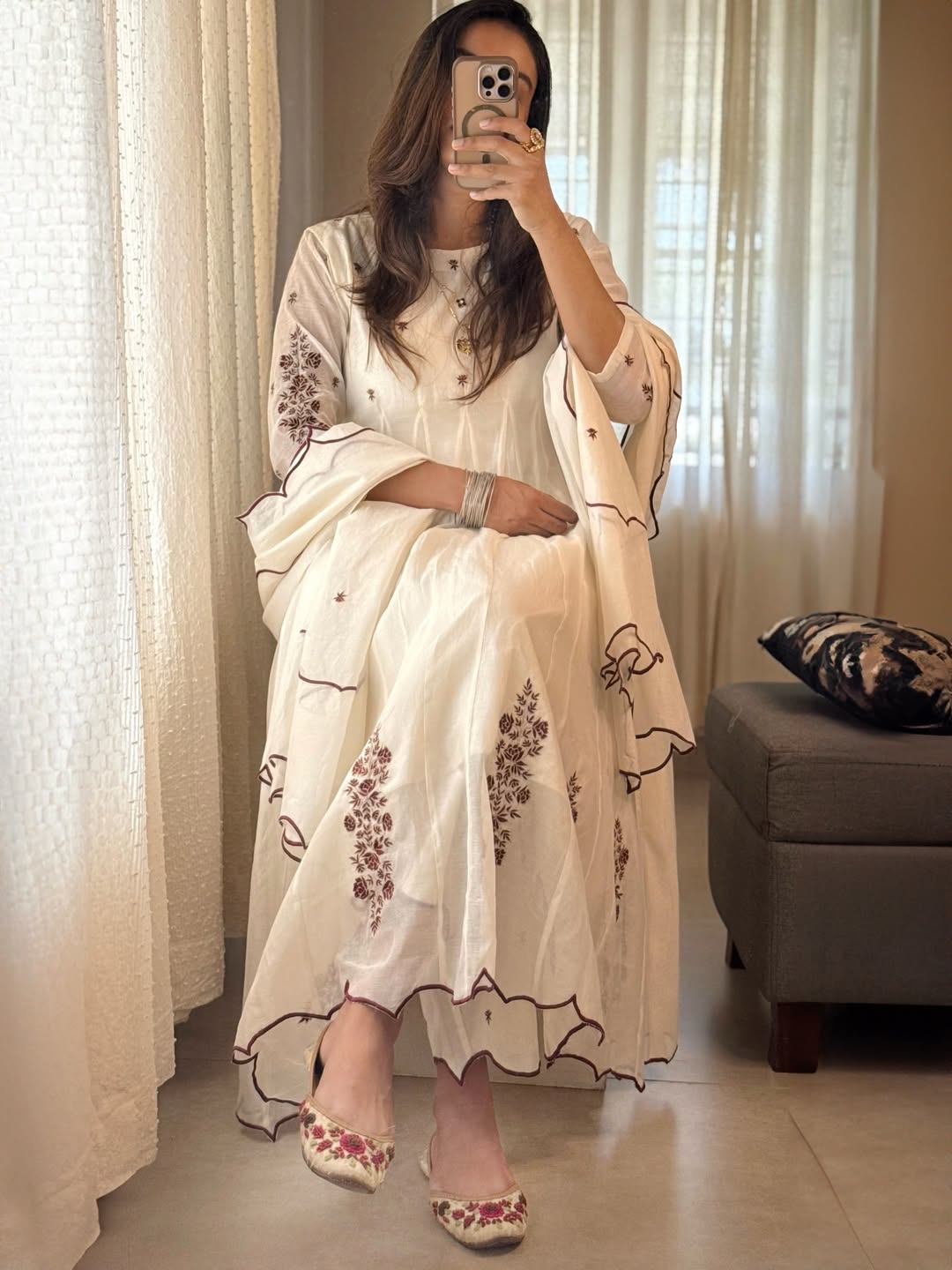 Ivory Bloom Anarkali Set