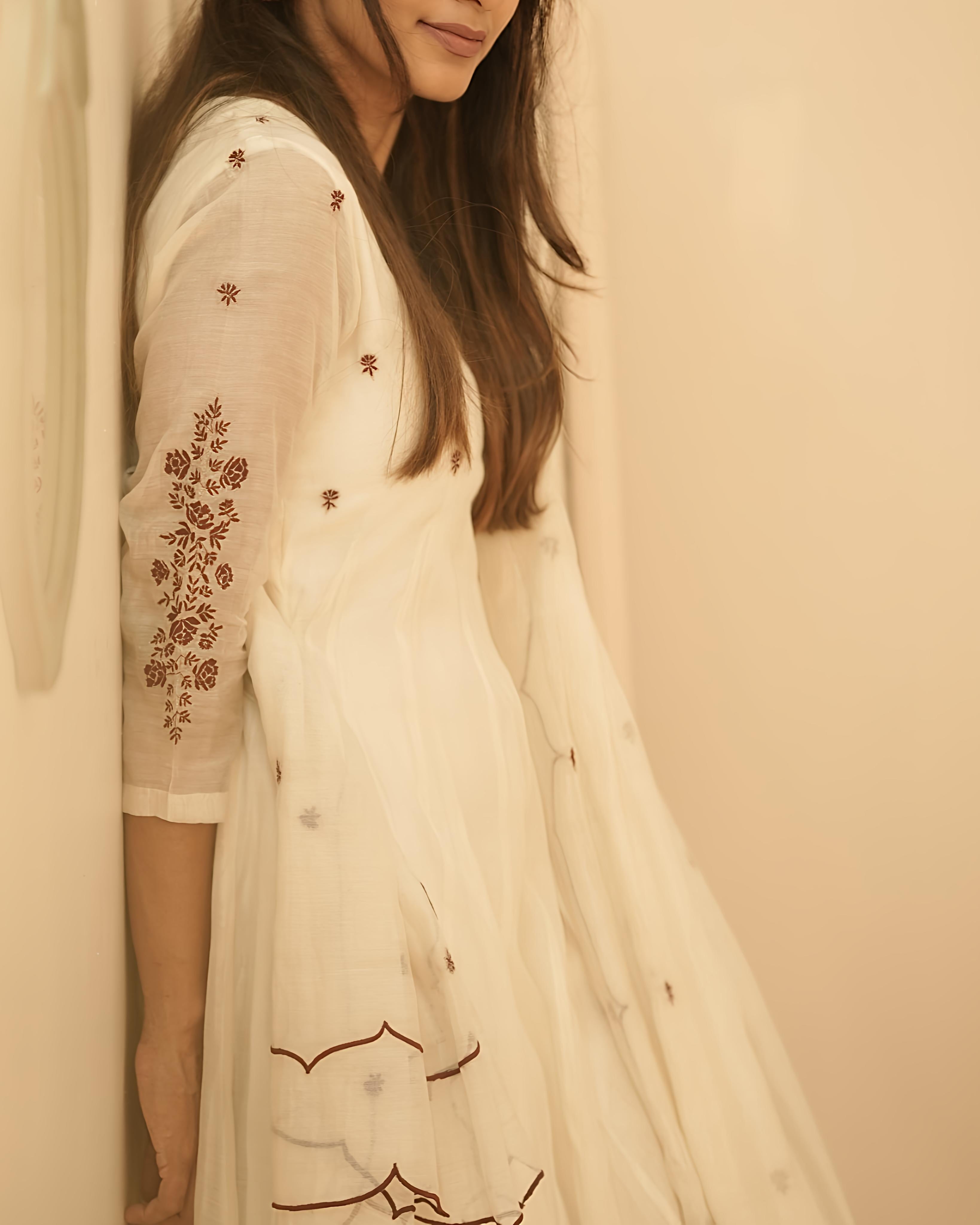 Off-White Bloom Anarkali Set