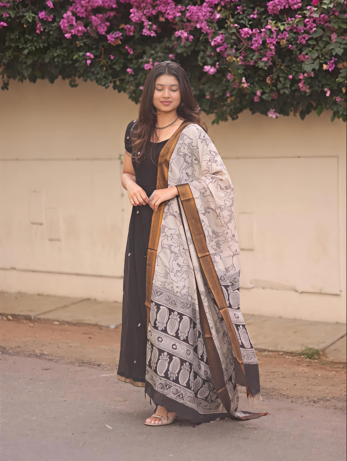 Vedha Narayanpet Kalamkari Anarkali Set