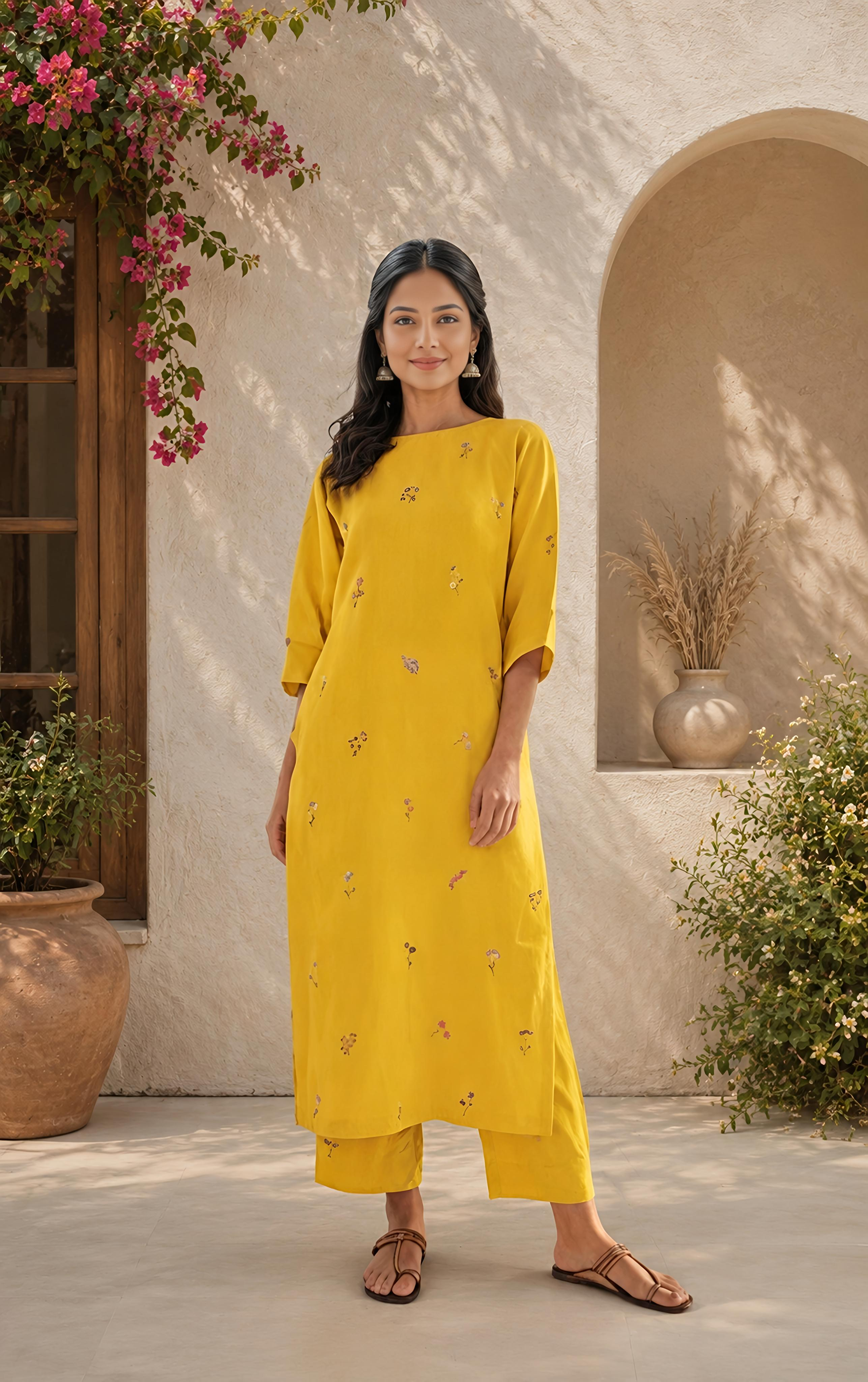Phool Linen Kurta Set