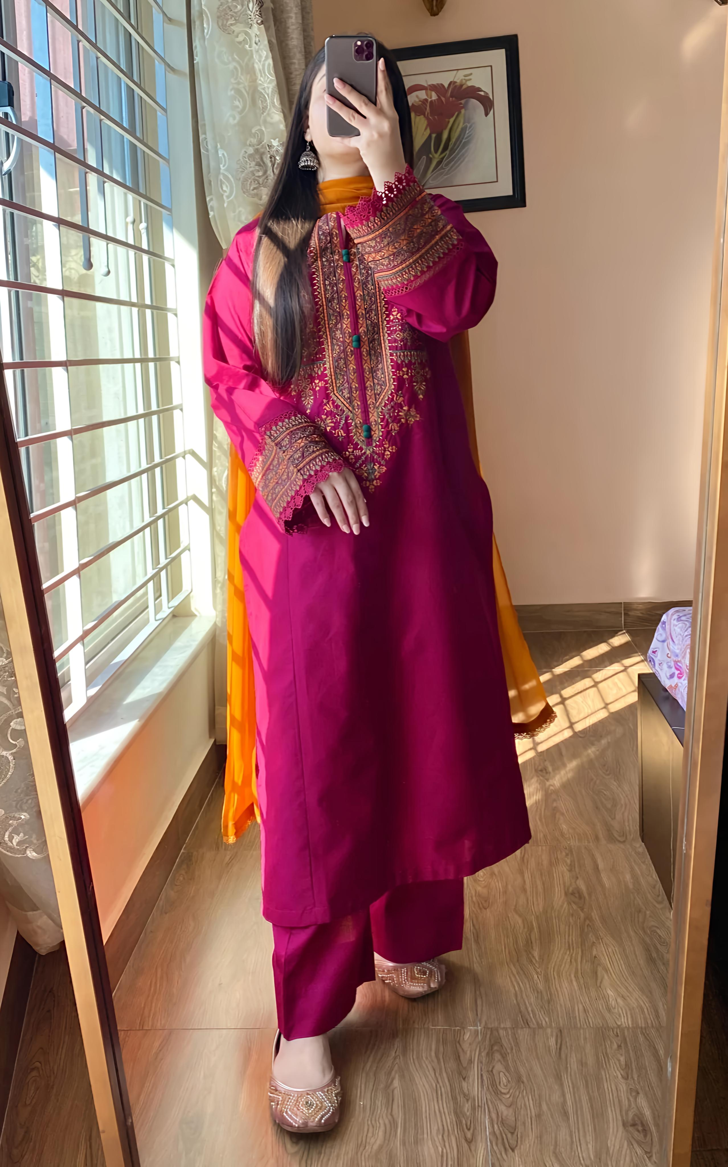 Crimson Embroidered Suit Set