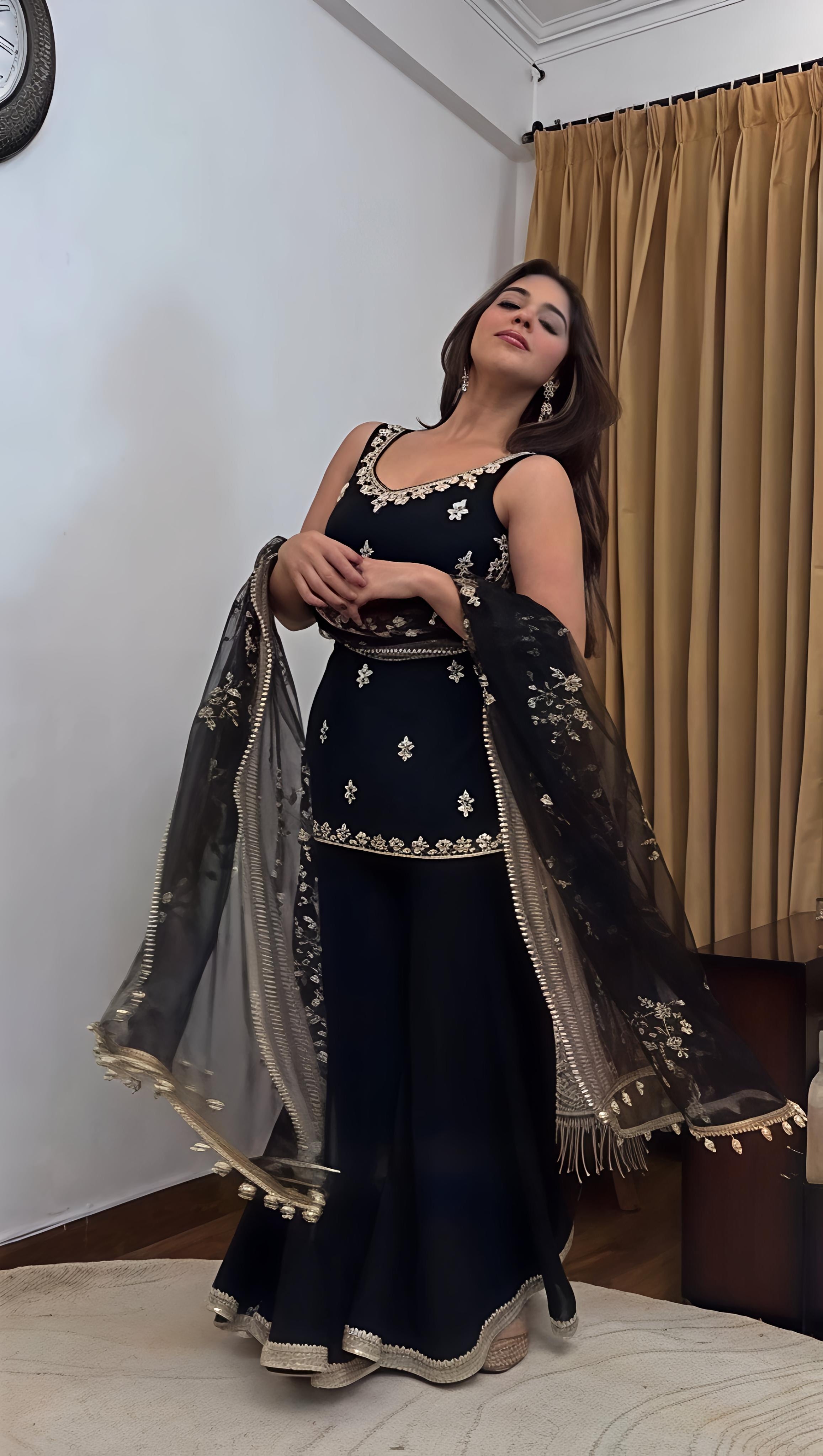 Black Sharara Suit Set