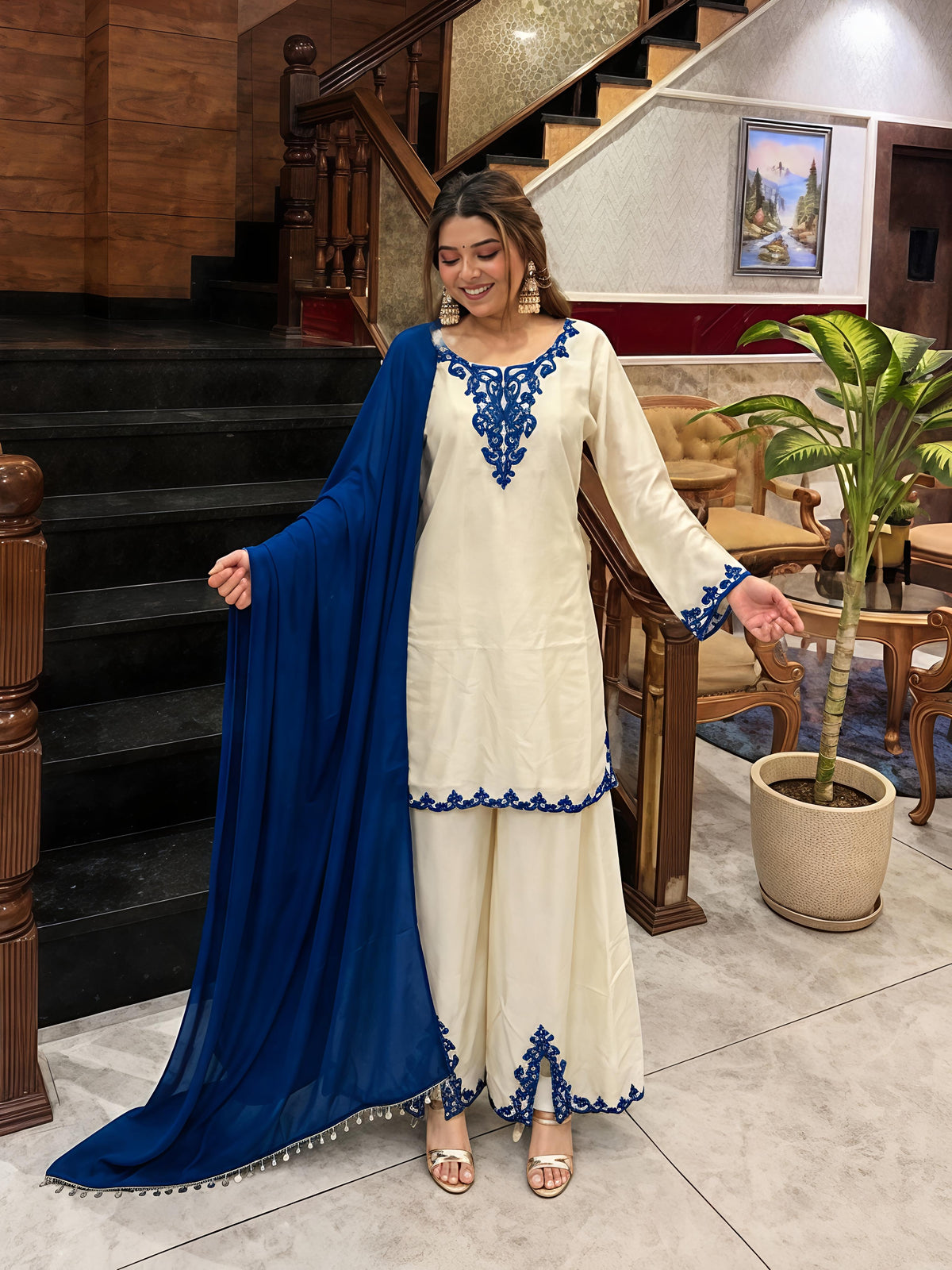 Off-White Kurta Palazzo Set