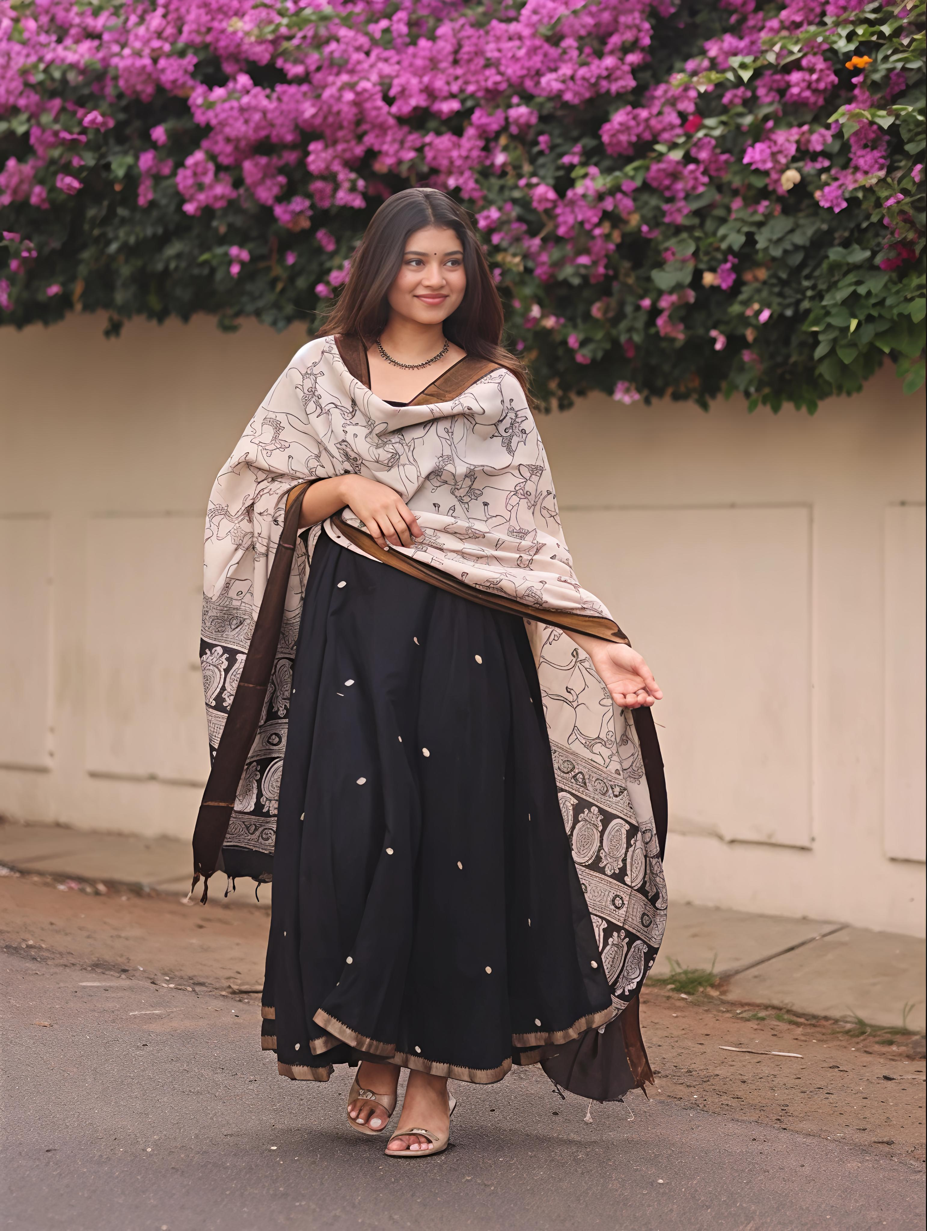 Vedha Narayanpet Kalamkari Anarkali Set