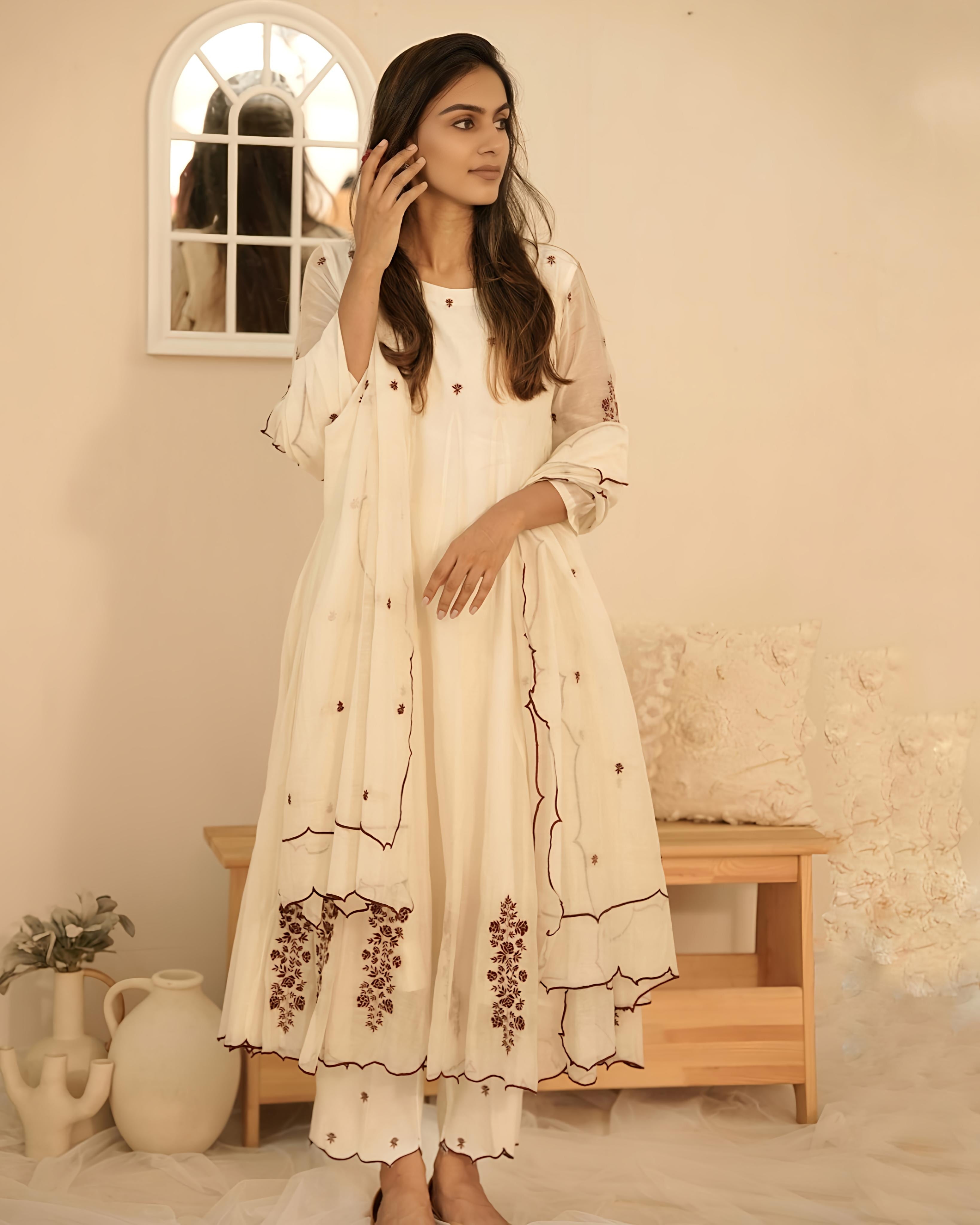 Off-White Bloom Anarkali Set