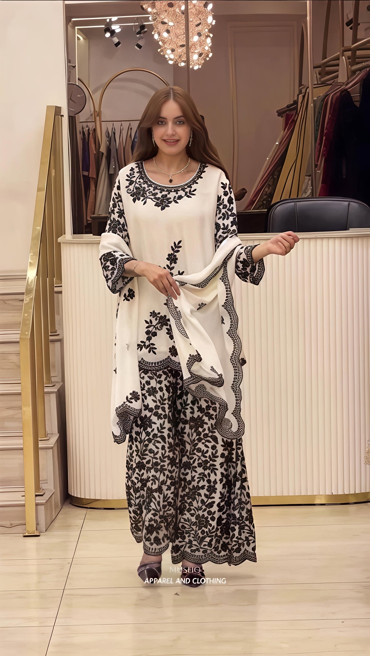 Faux Georgette Embroidery Sequence Sharara Set