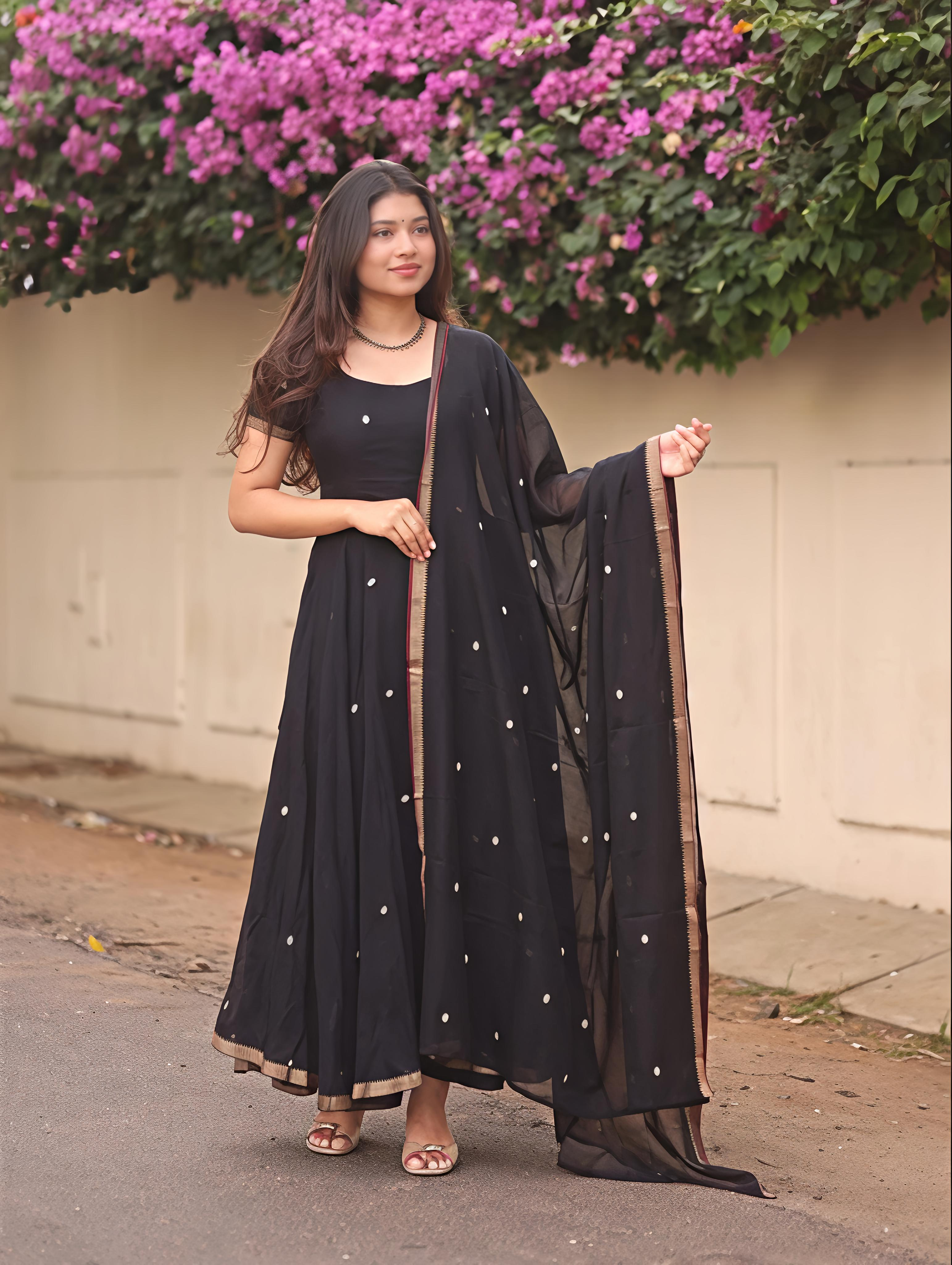 Vedha Narayanpet Black Anarkali Set