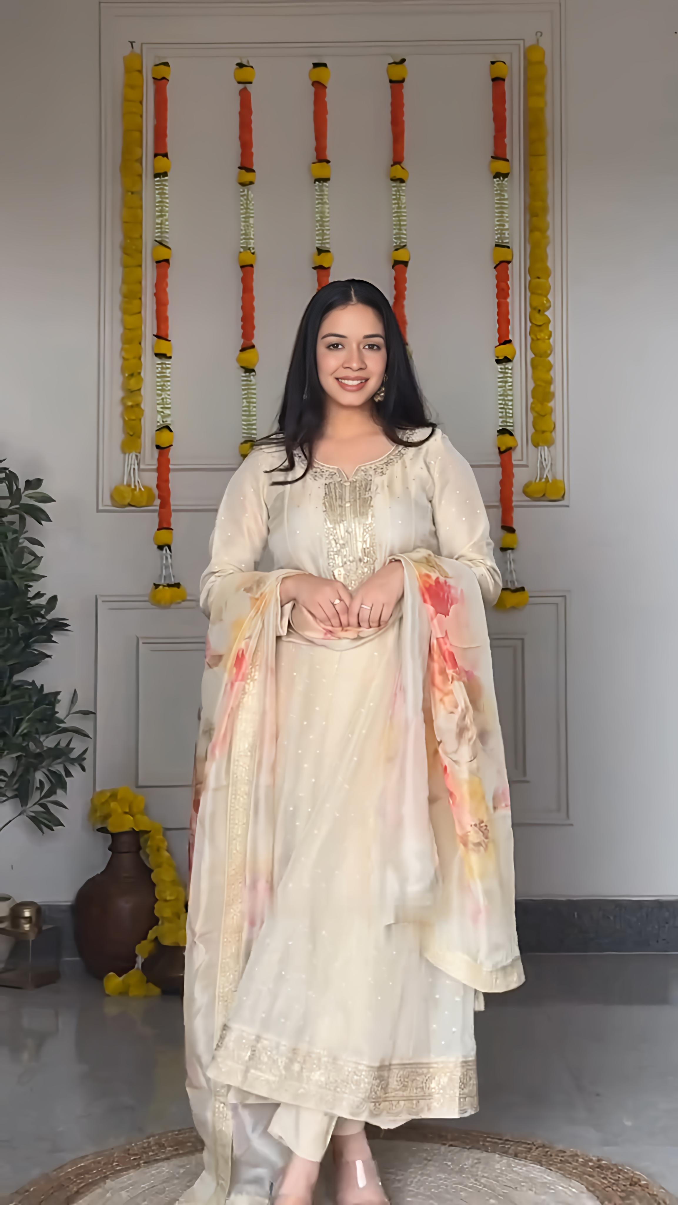 Off-White Anarkali Suit Set