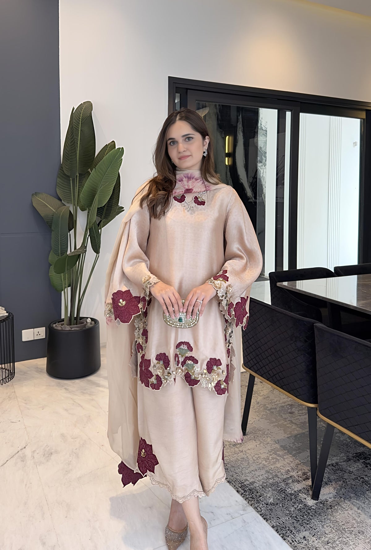 Embroidered Glass Tissue Suit Set