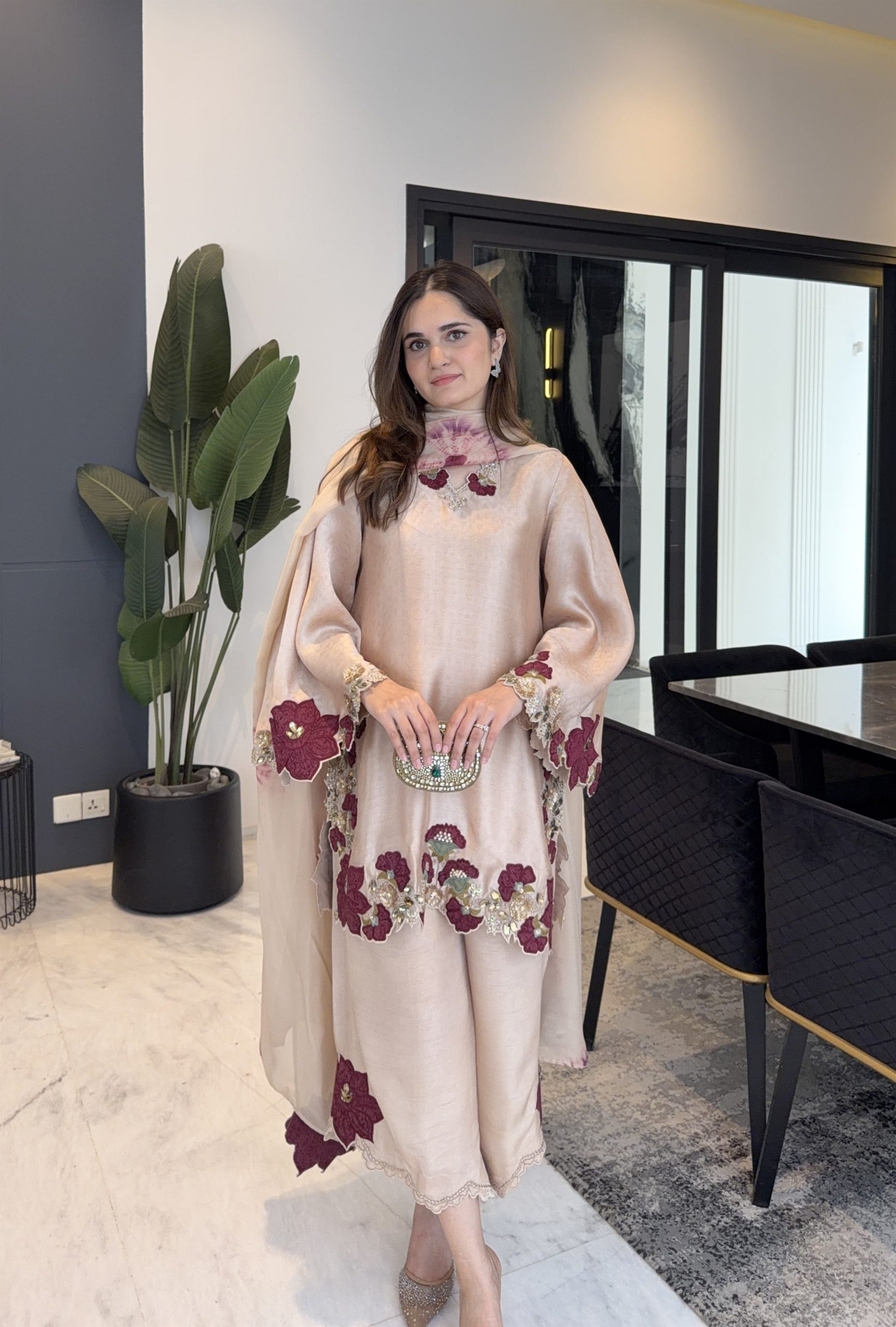Embroidered Glass Tissue Suit Set
