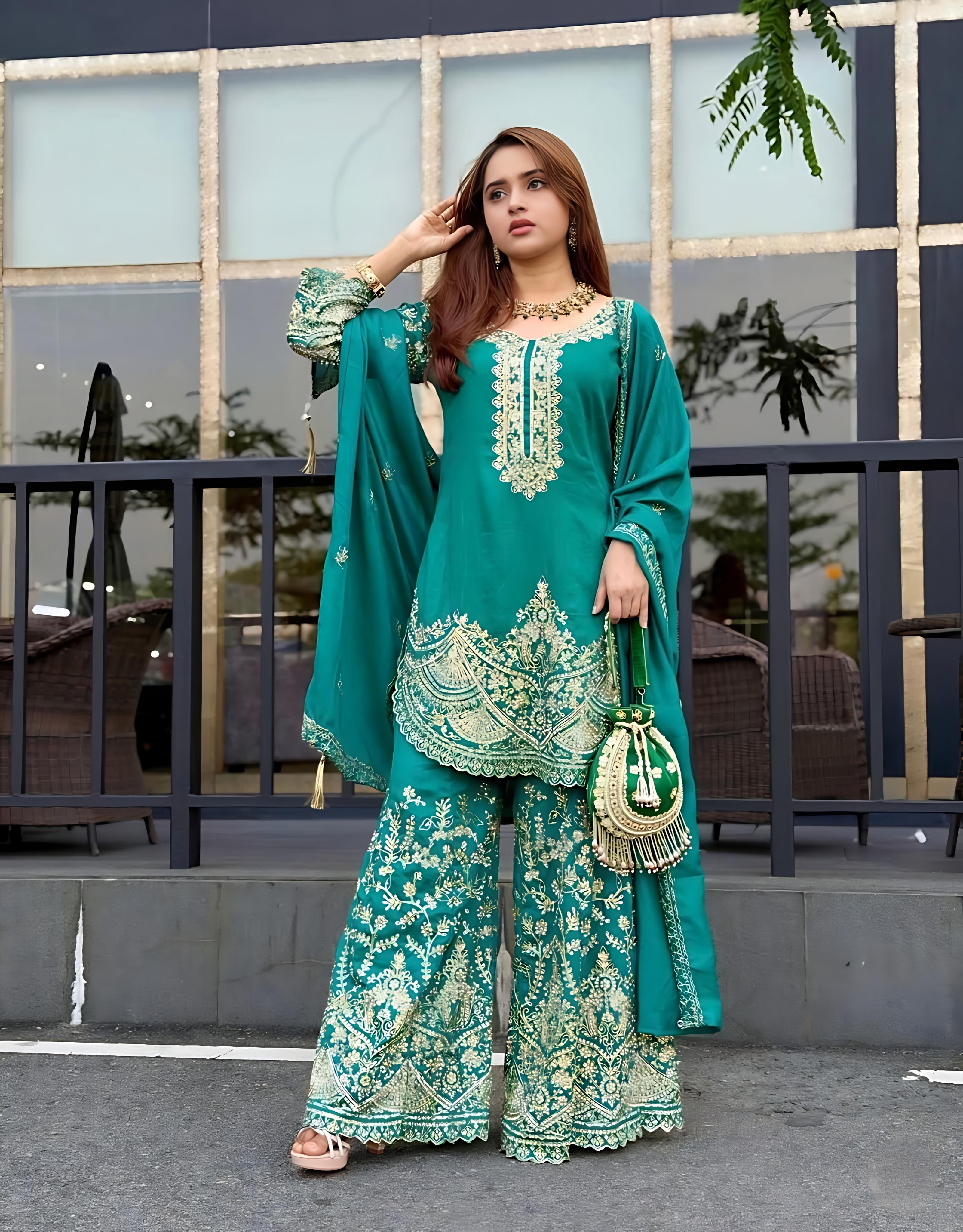Pakistani-Style Heavy Embroidered Suit