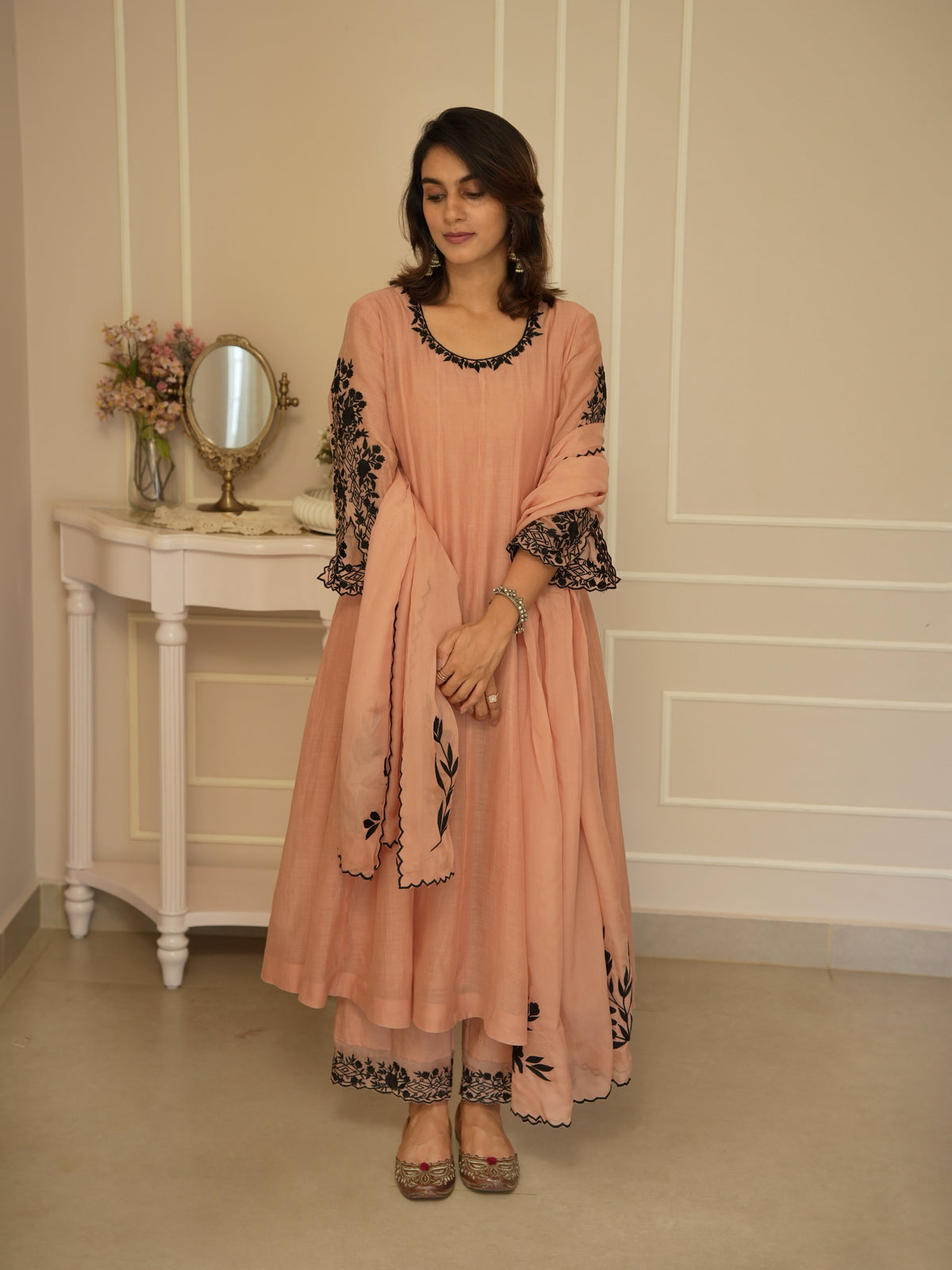 Aarohi Peach Anarkali Set