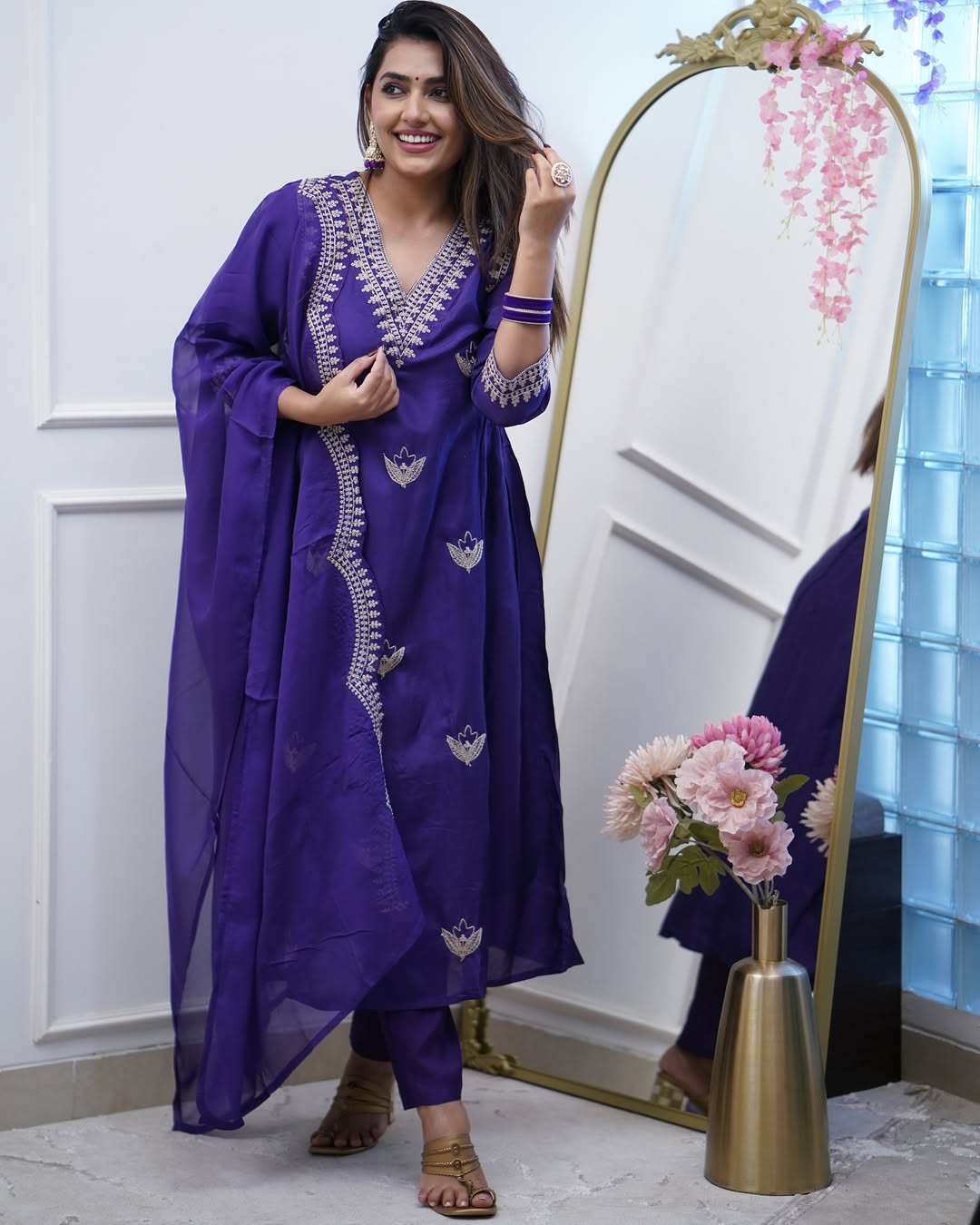 Chanderi Silk Anarkali Suit Set