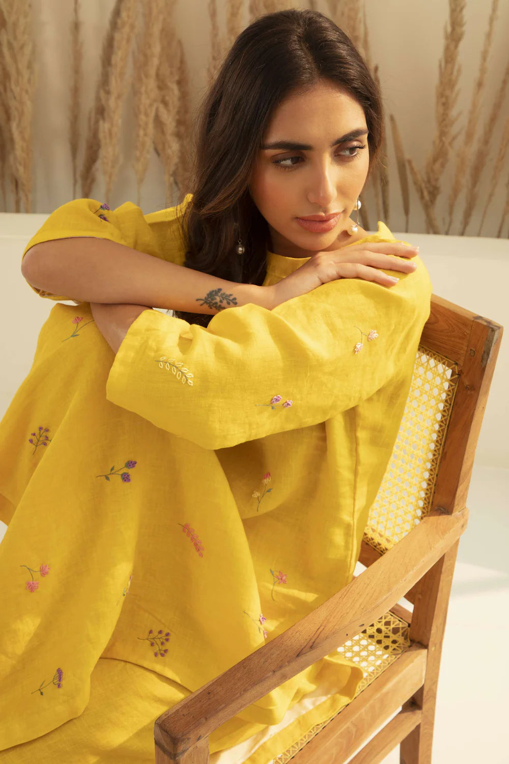 Phool Linen Kurta Set