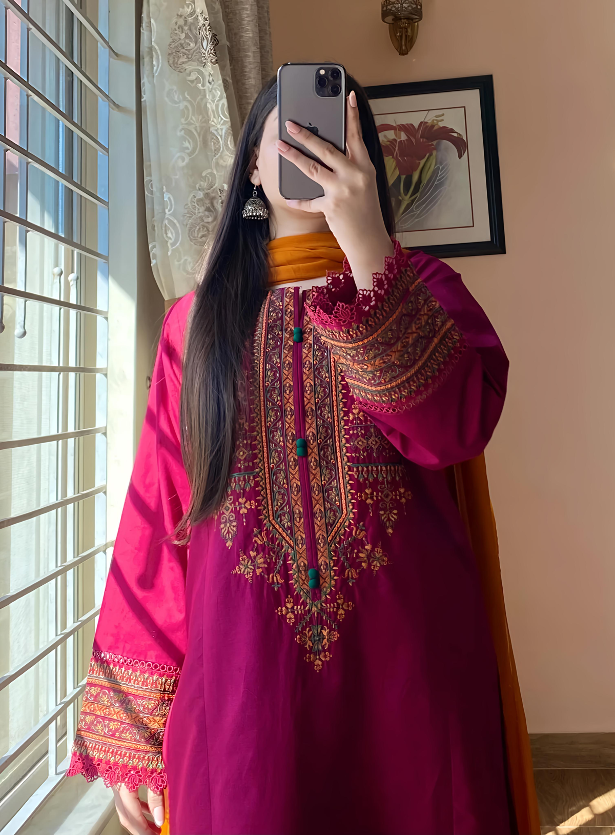 Crimson Embroidered Suit Set