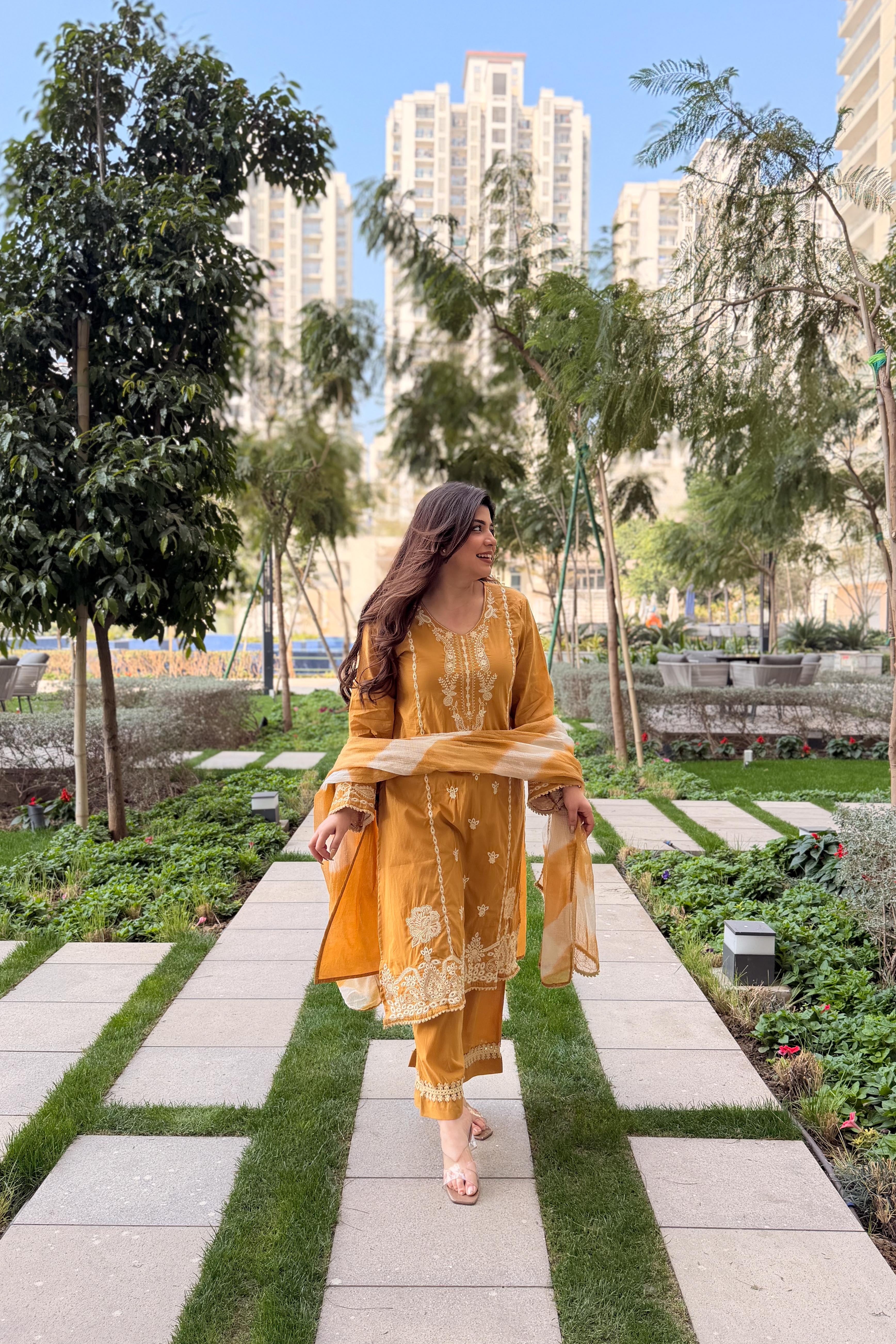 Roman Silk Embroidered Kurti Pant Dupatta Set