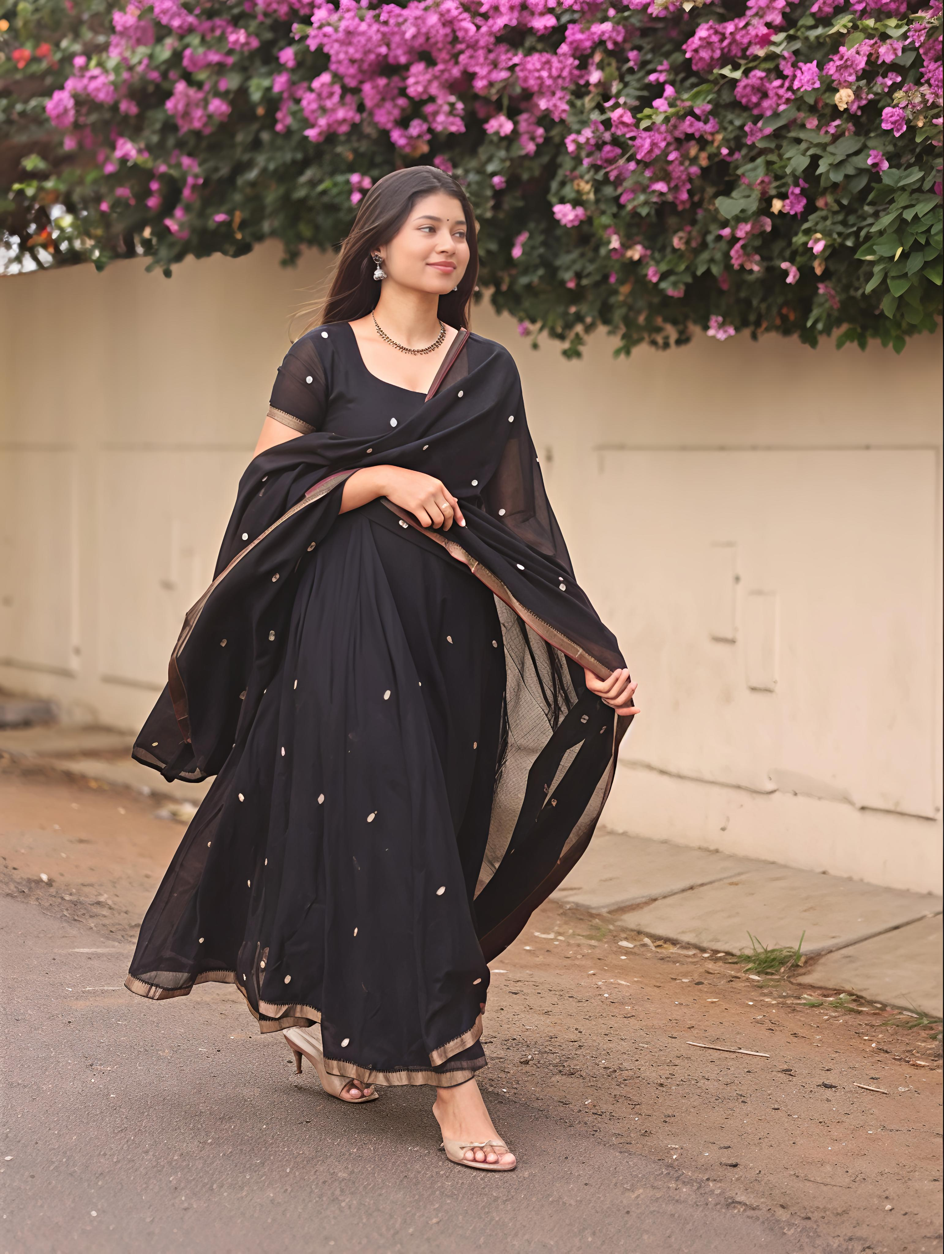 Vedha Narayanpet Black Anarkali Set