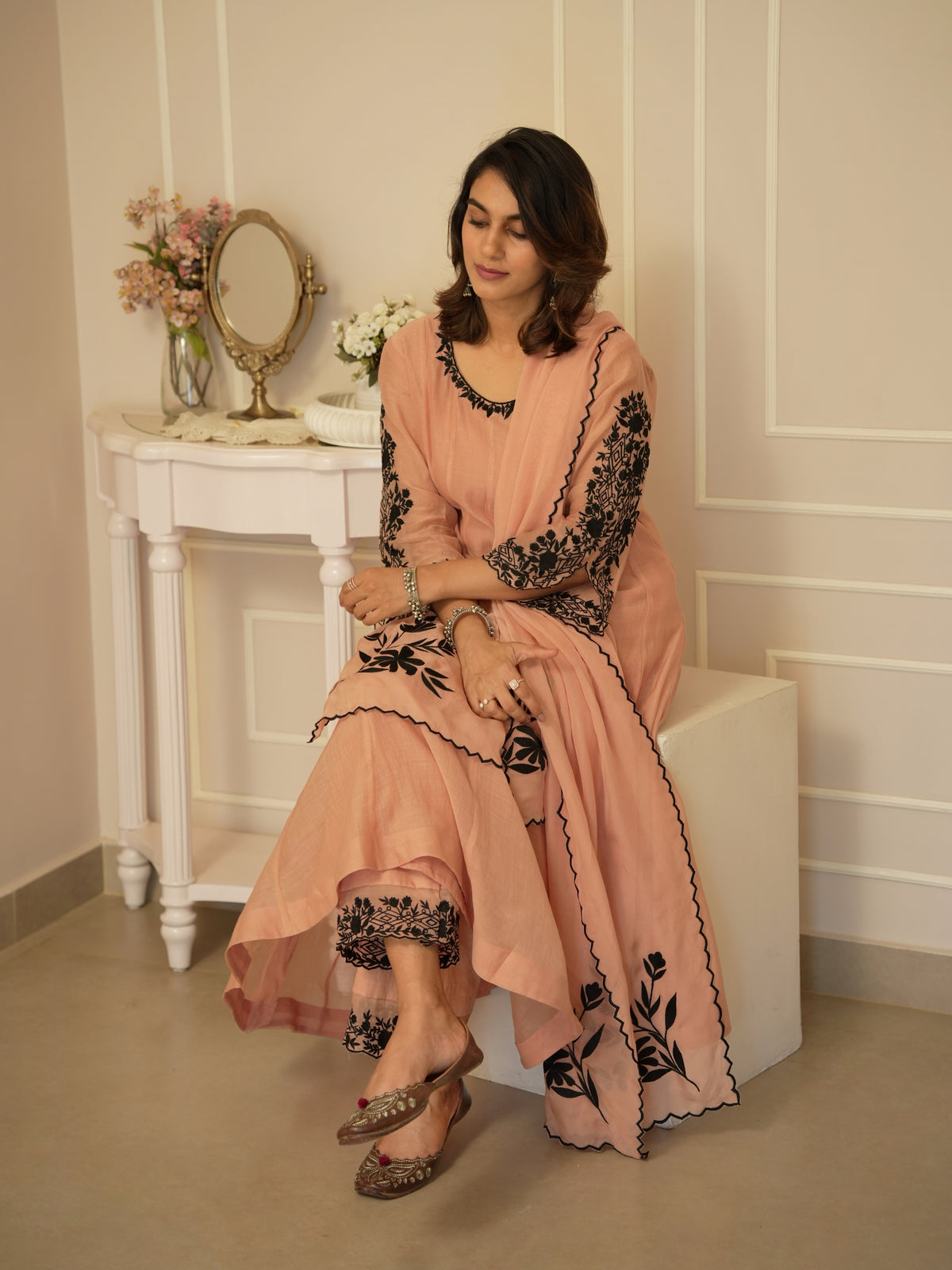 Aarohi Peach Anarkali Set