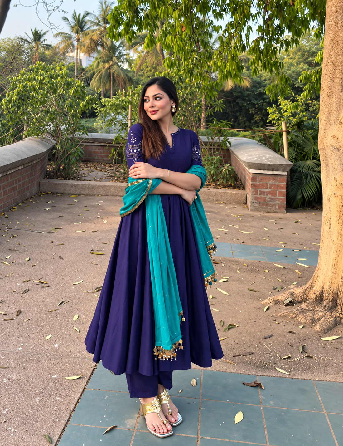 Purple Anarkali Suit Set