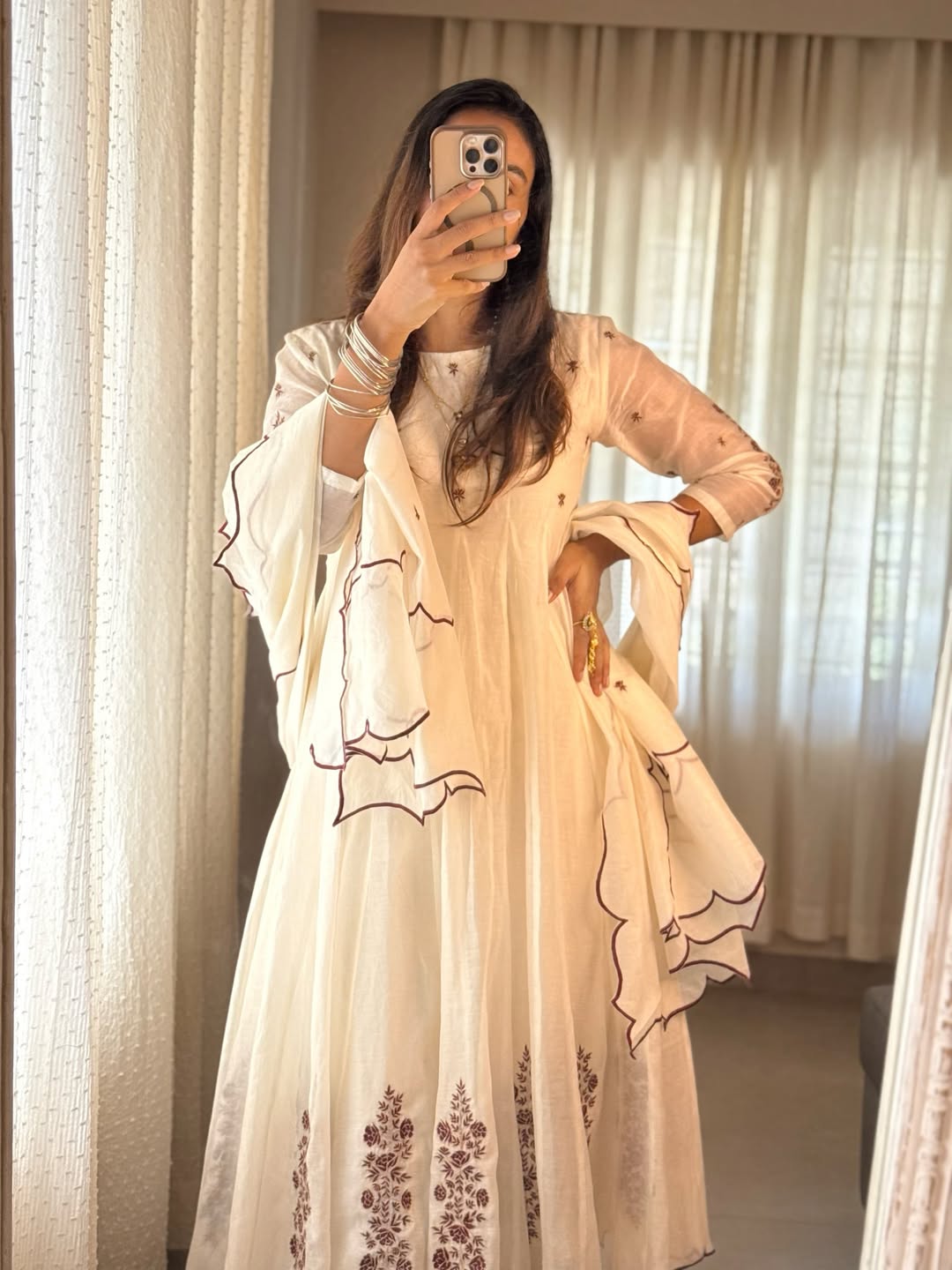 Ivory Bloom Anarkali Set