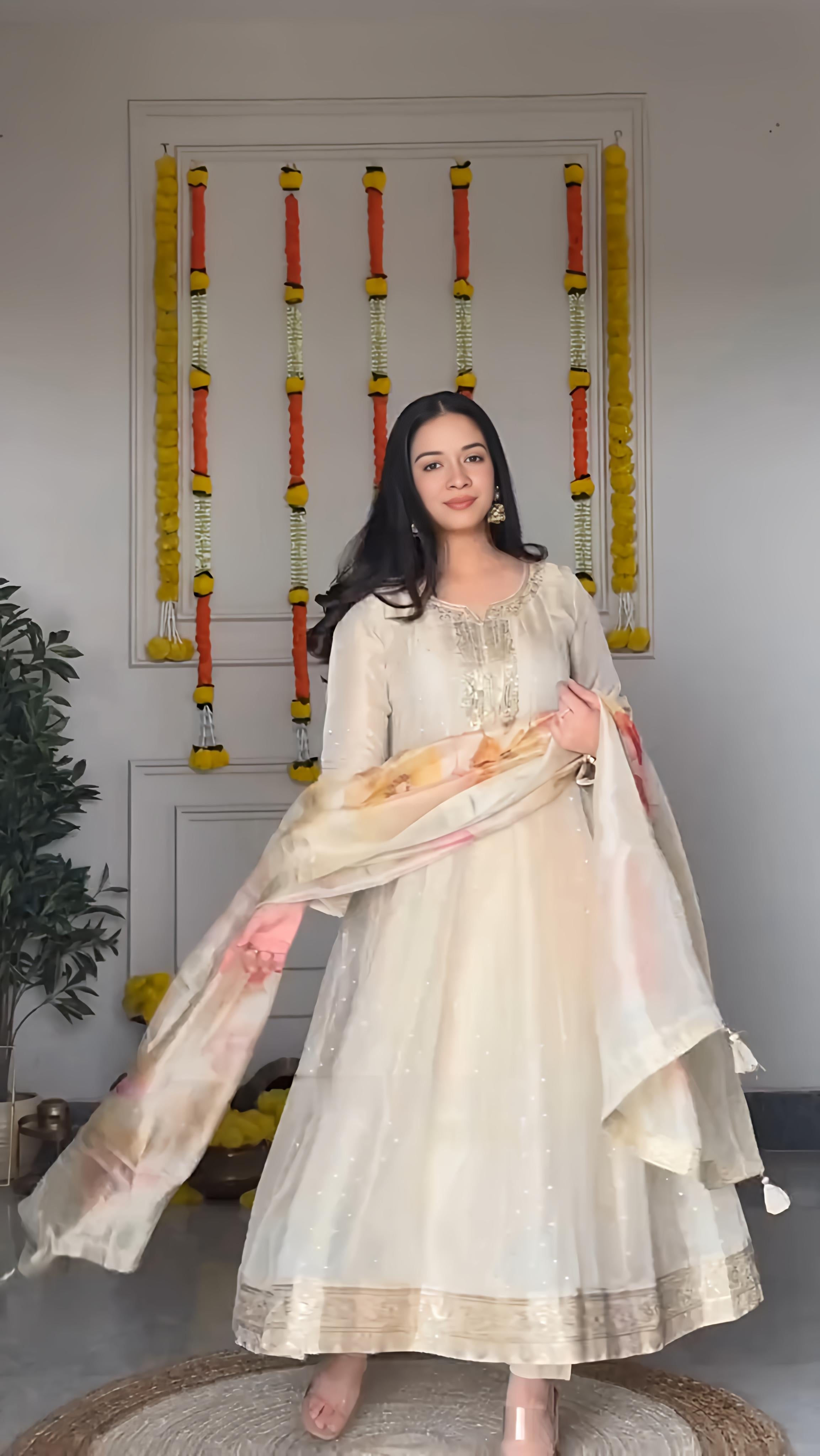 Off-White Anarkali Suit Set
