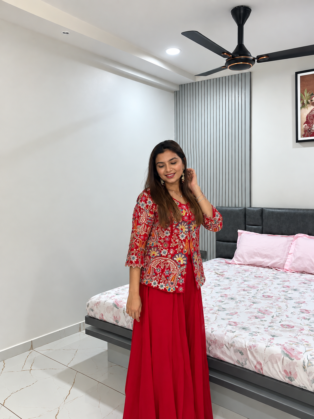 Rani Pink Sharara Style Cord Set