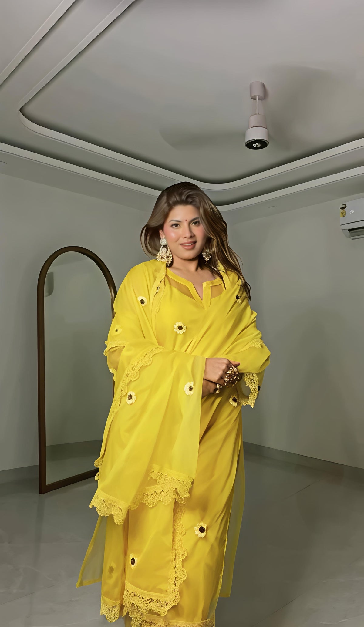 Murat Yellow Organza Kurta Set