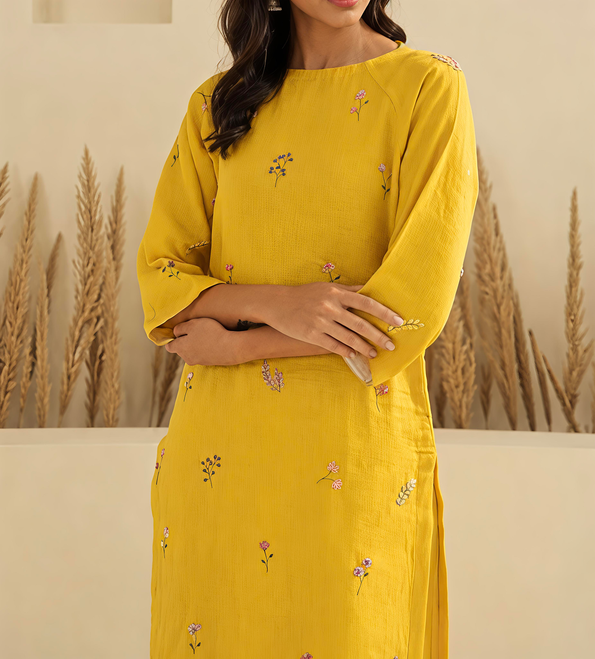 Phool Linen Kurta Set