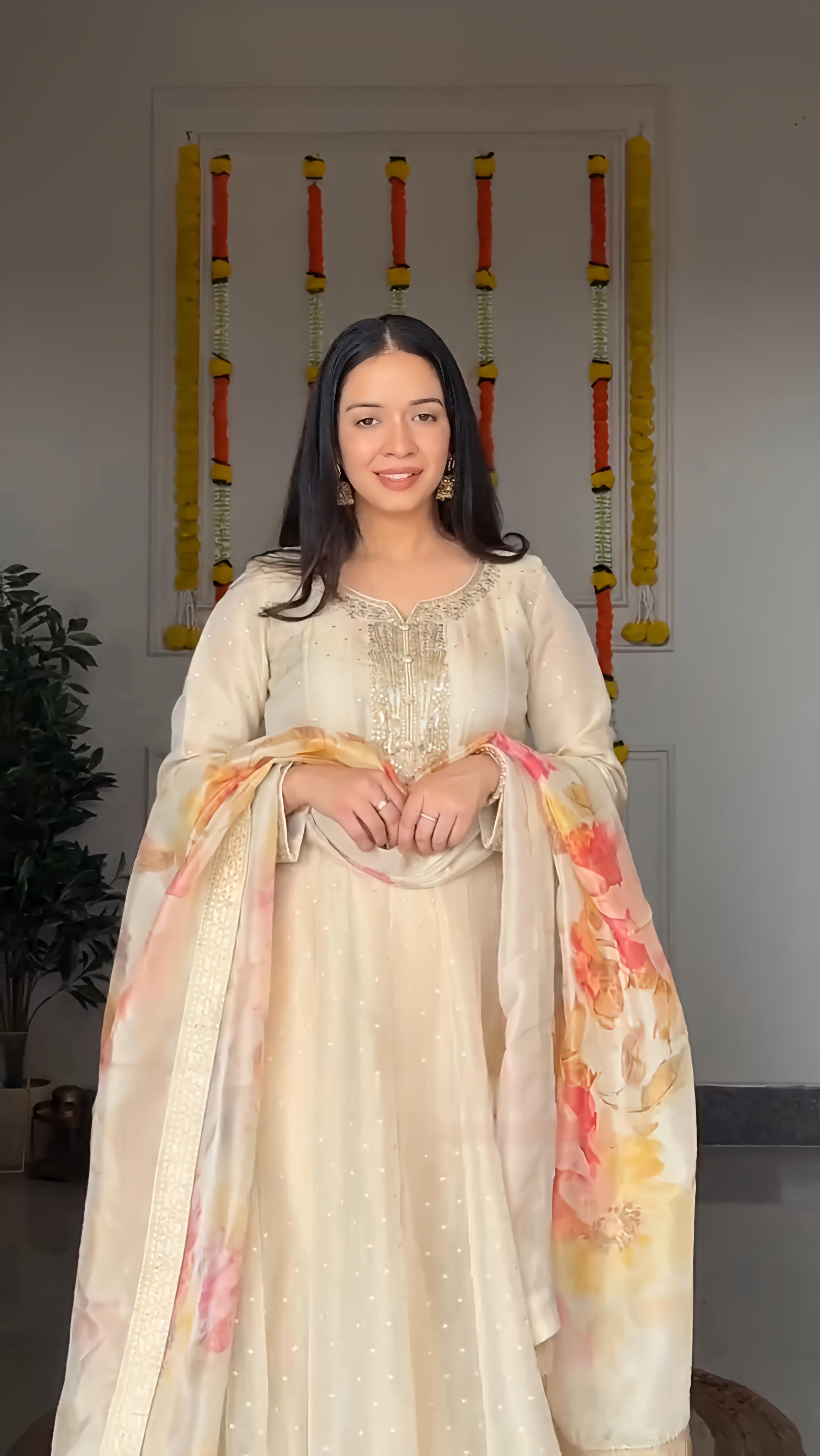 Off-White Anarkali Suit Set