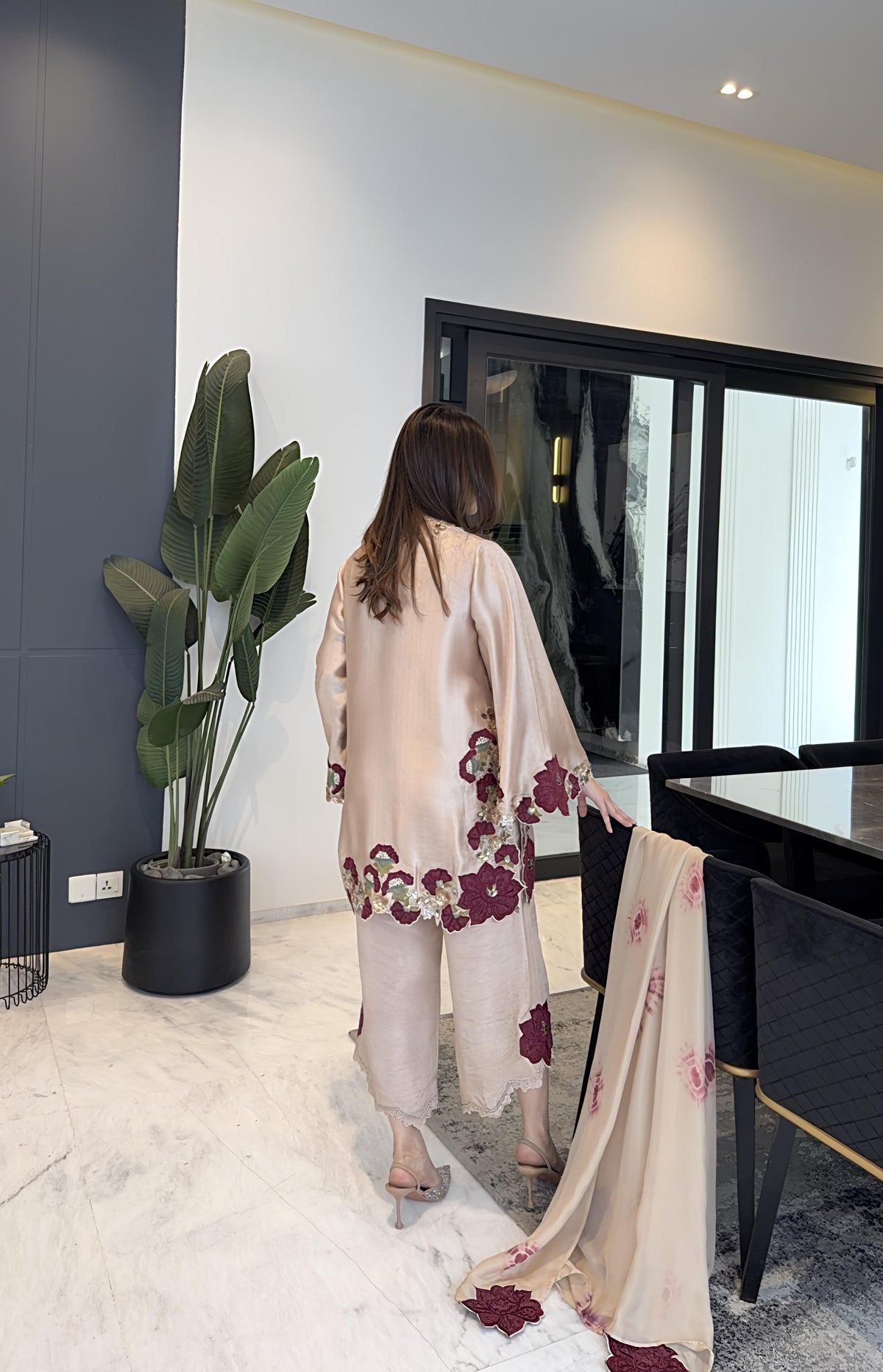 Embroidered Glass Tissue Suit Set