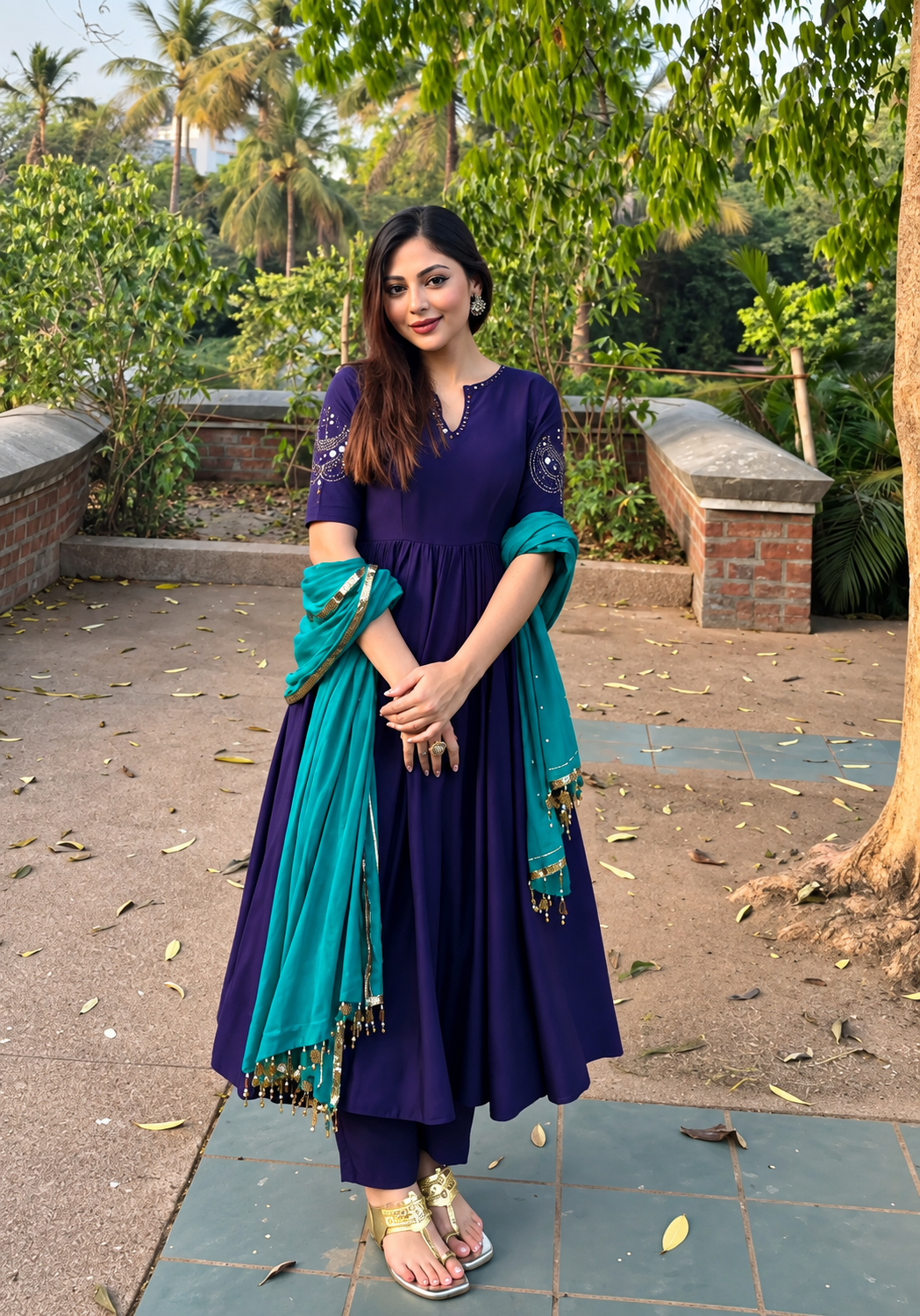 Purple Anarkali Suit Set