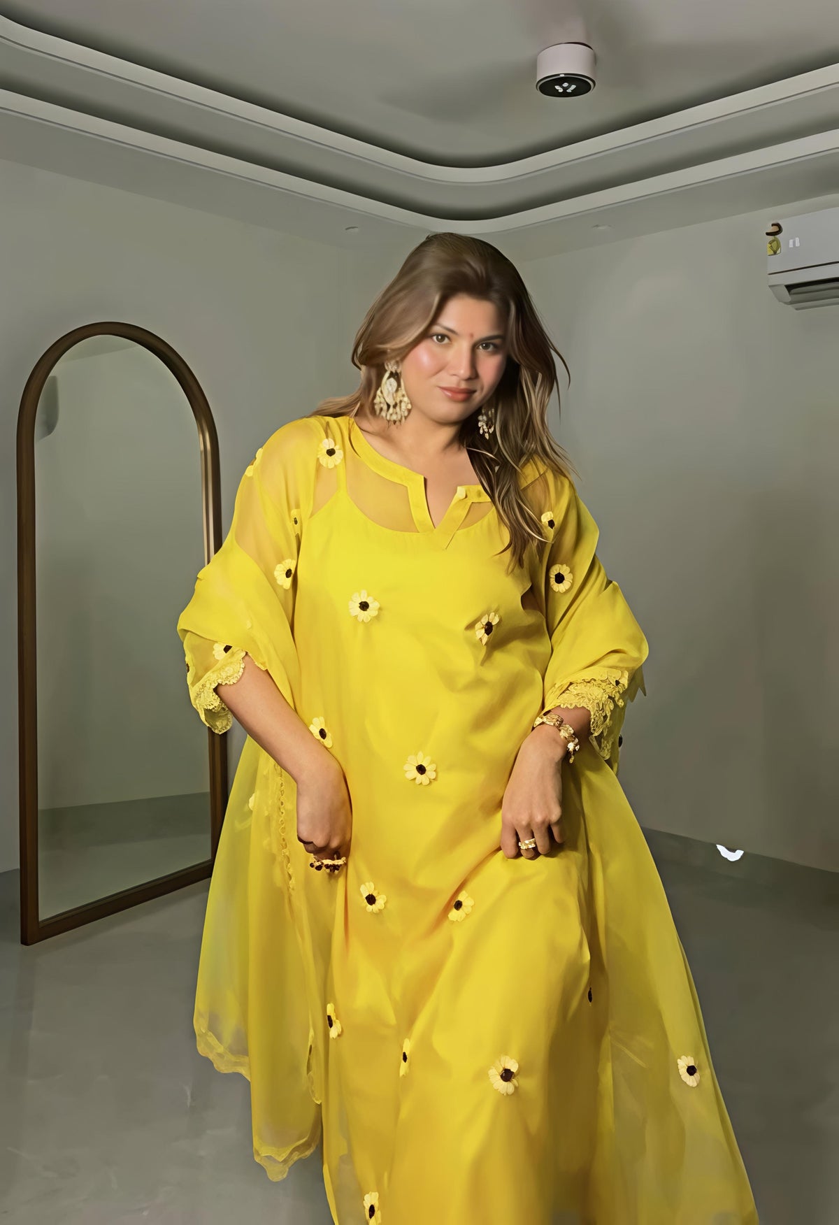 Murat Yellow Organza Kurta Set
