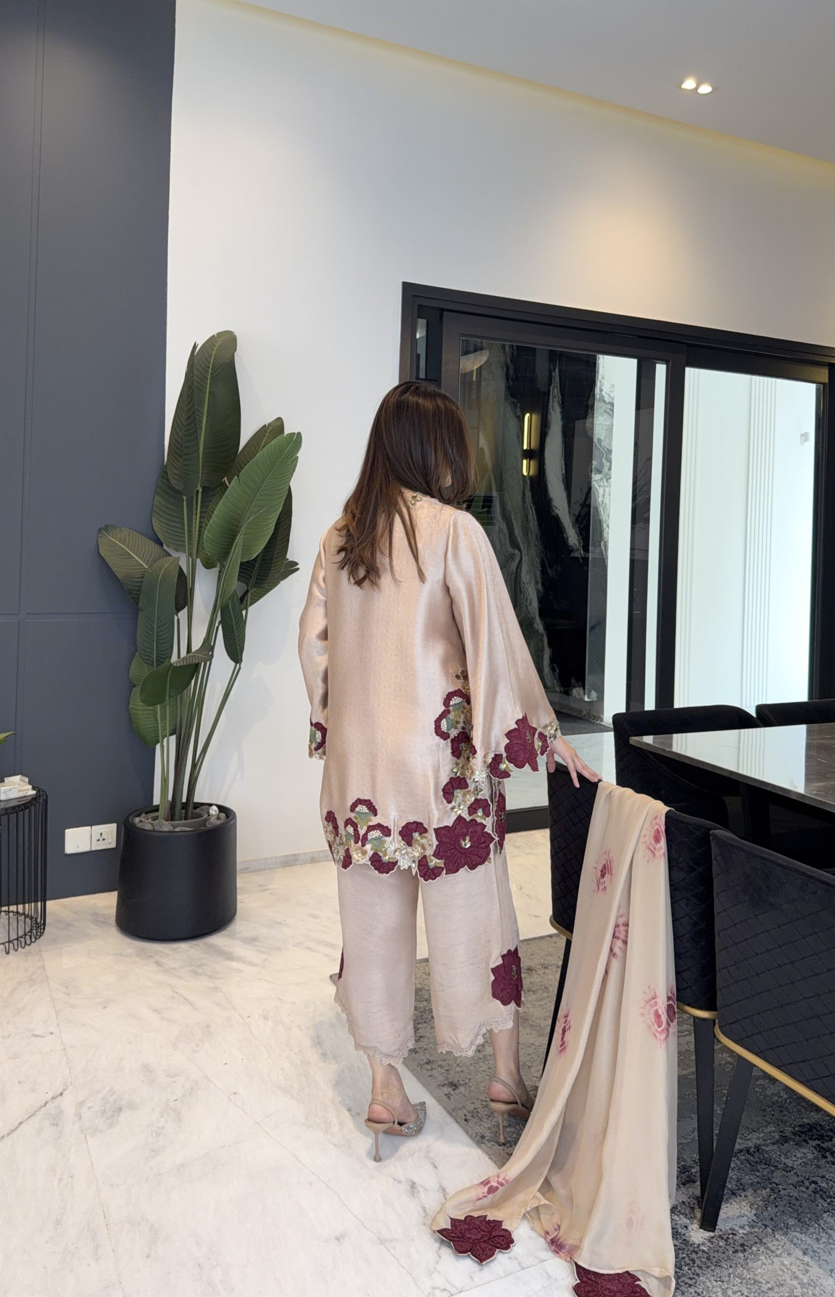 Embroidered Glass Tissue Suit Set