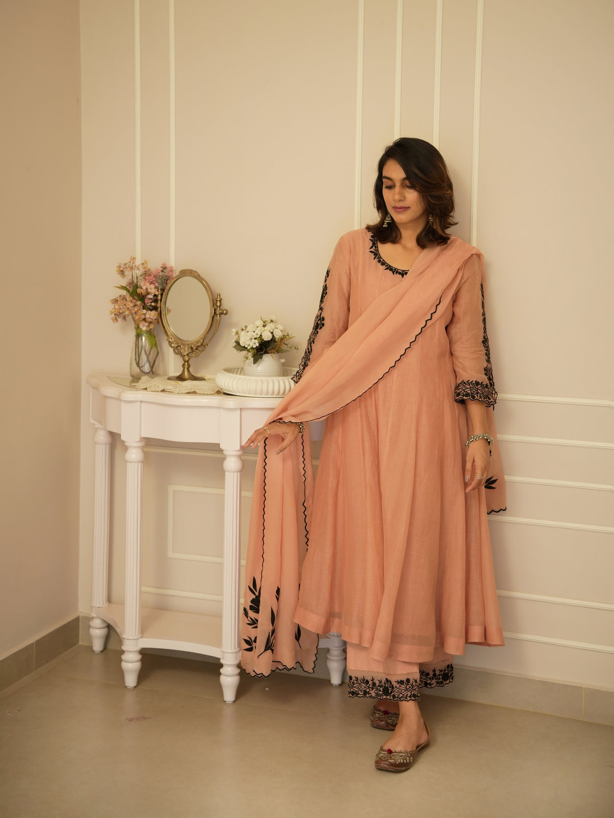 Aarohi Peach Anarkali Set