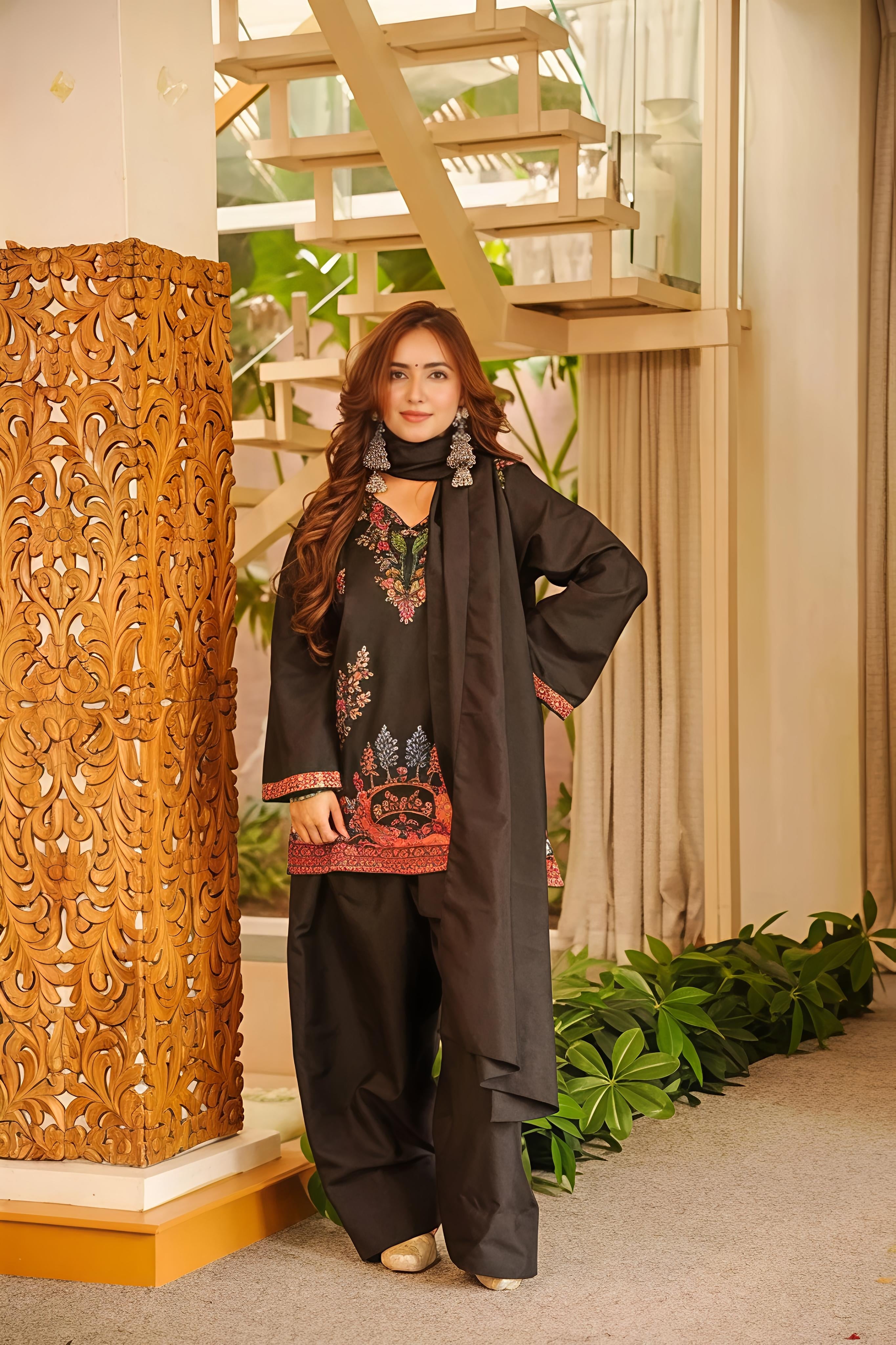 Luxury Roman Silk Printed Kurta Set