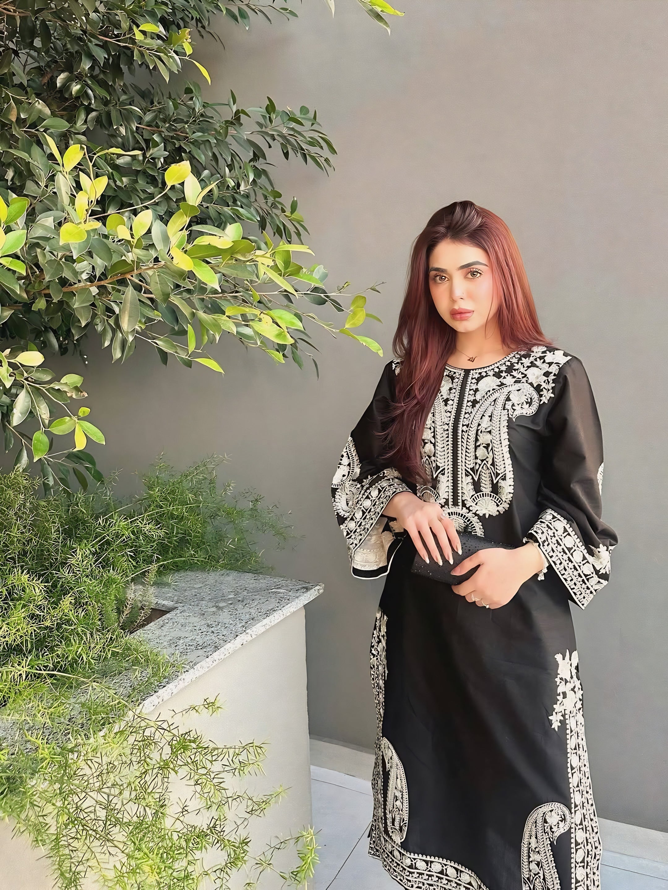 Black Embroidered Suit Set