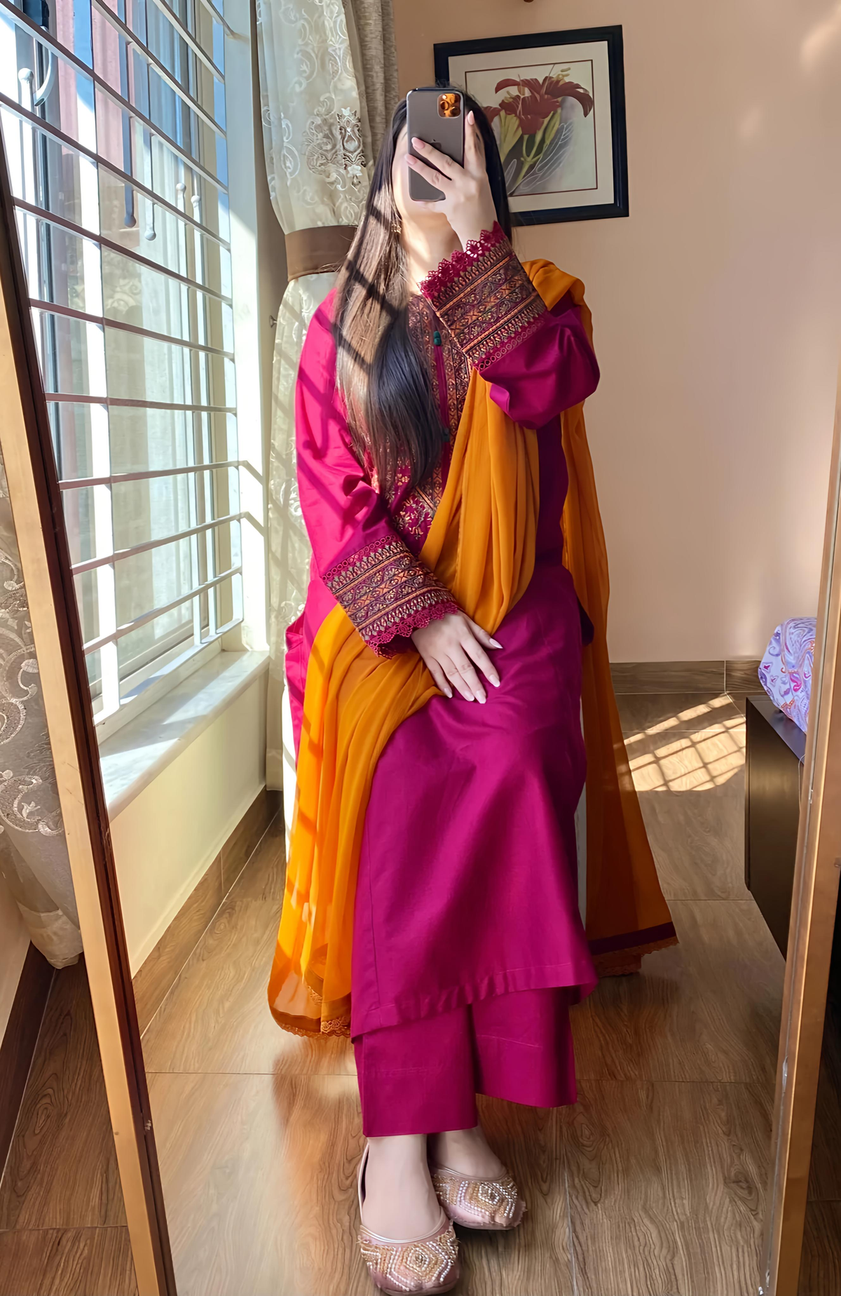 Crimson Embroidered Suit Set