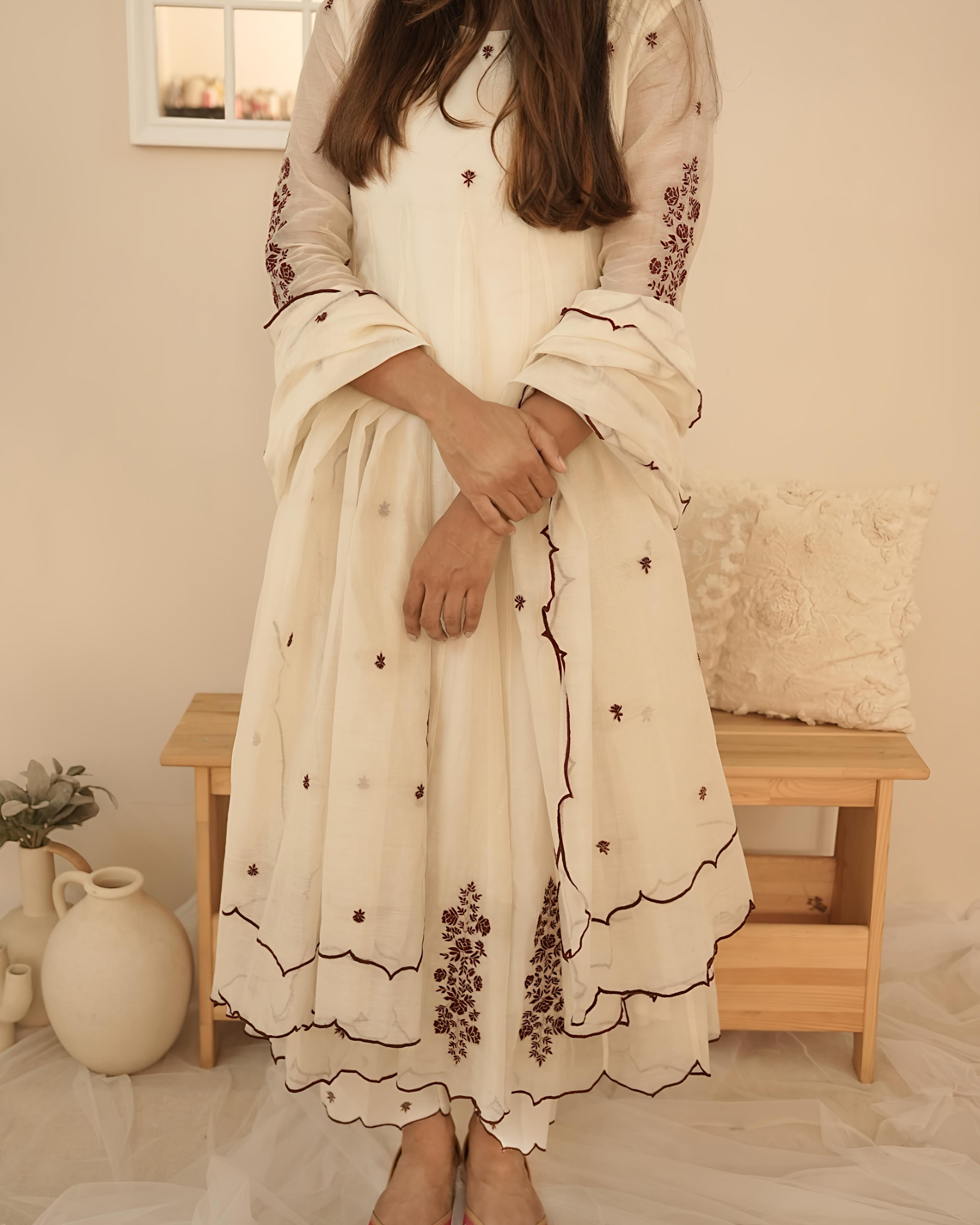 Off-White Bloom Anarkali Set