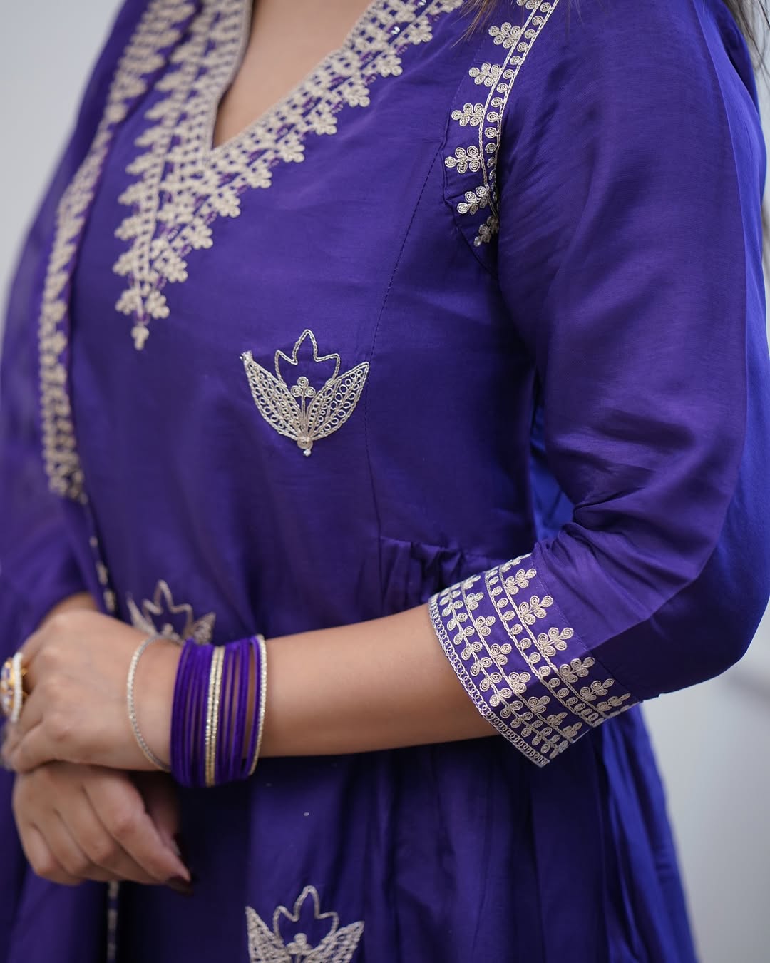 Chanderi Silk Anarkali Suit Set