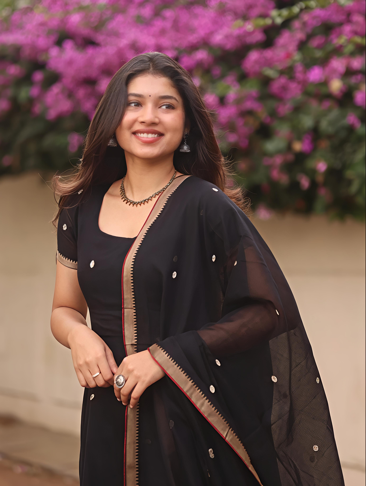 Vedha Narayanpet Black Anarkali Set