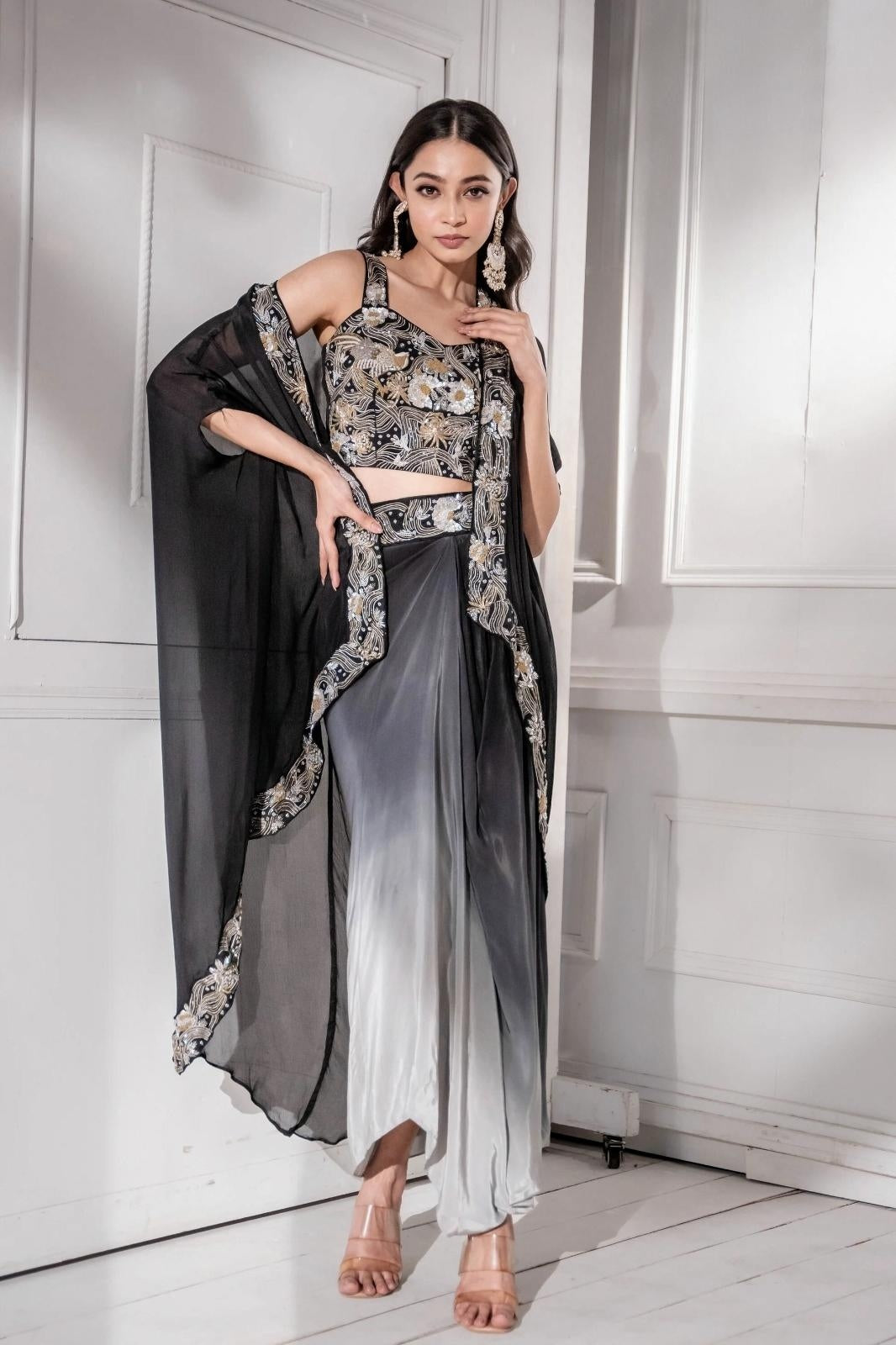 Black Ombre Cape Set