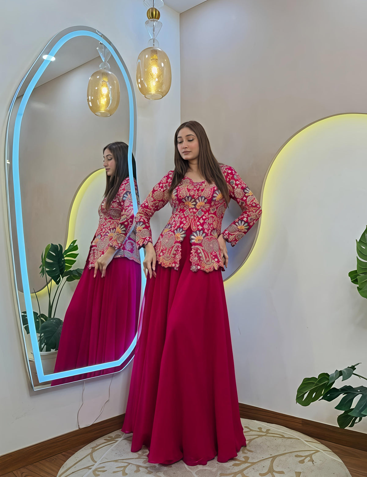 Rani Pink Sharara Style Cord Set