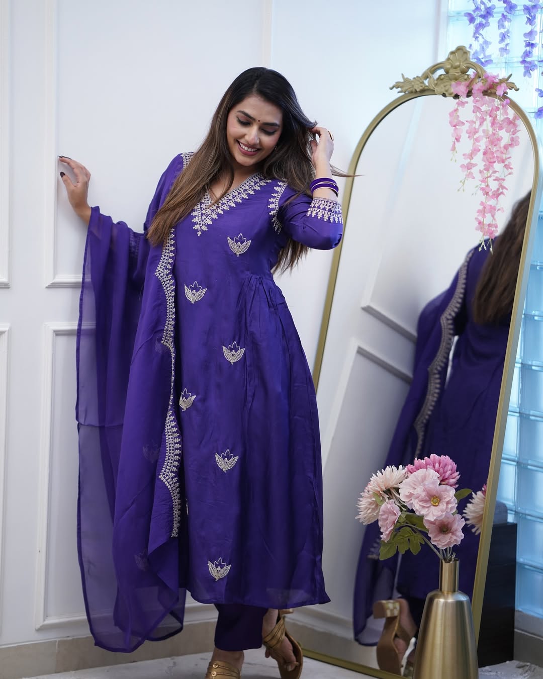 Chanderi Silk Anarkali Suit Set