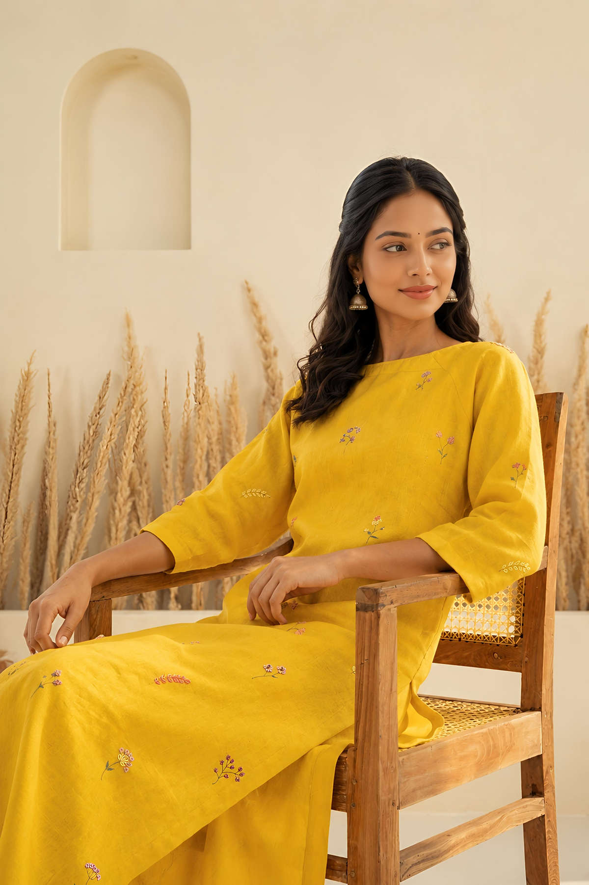 Phool Linen Kurta Set