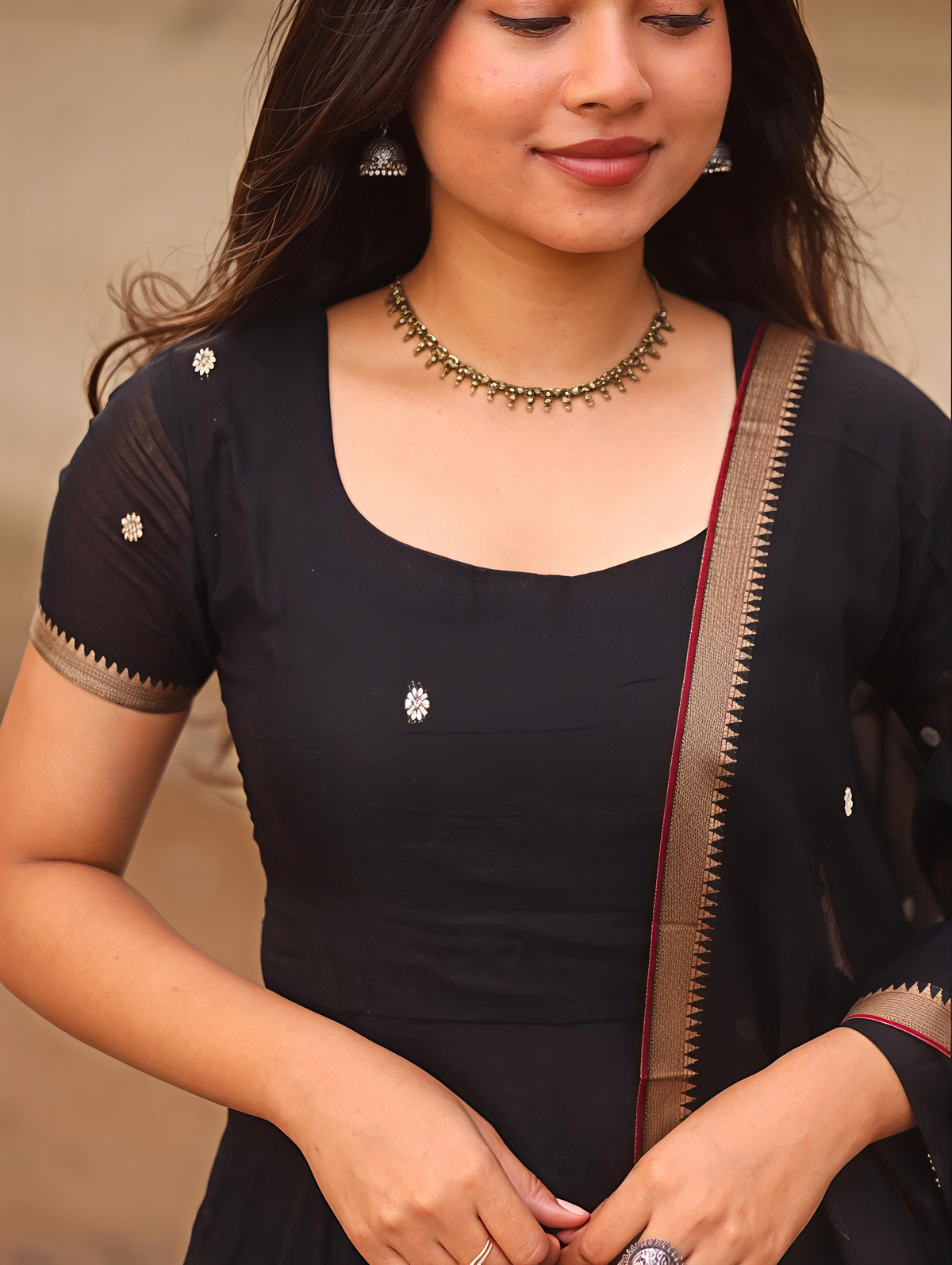 Vedha Narayanpet Black Anarkali Set
