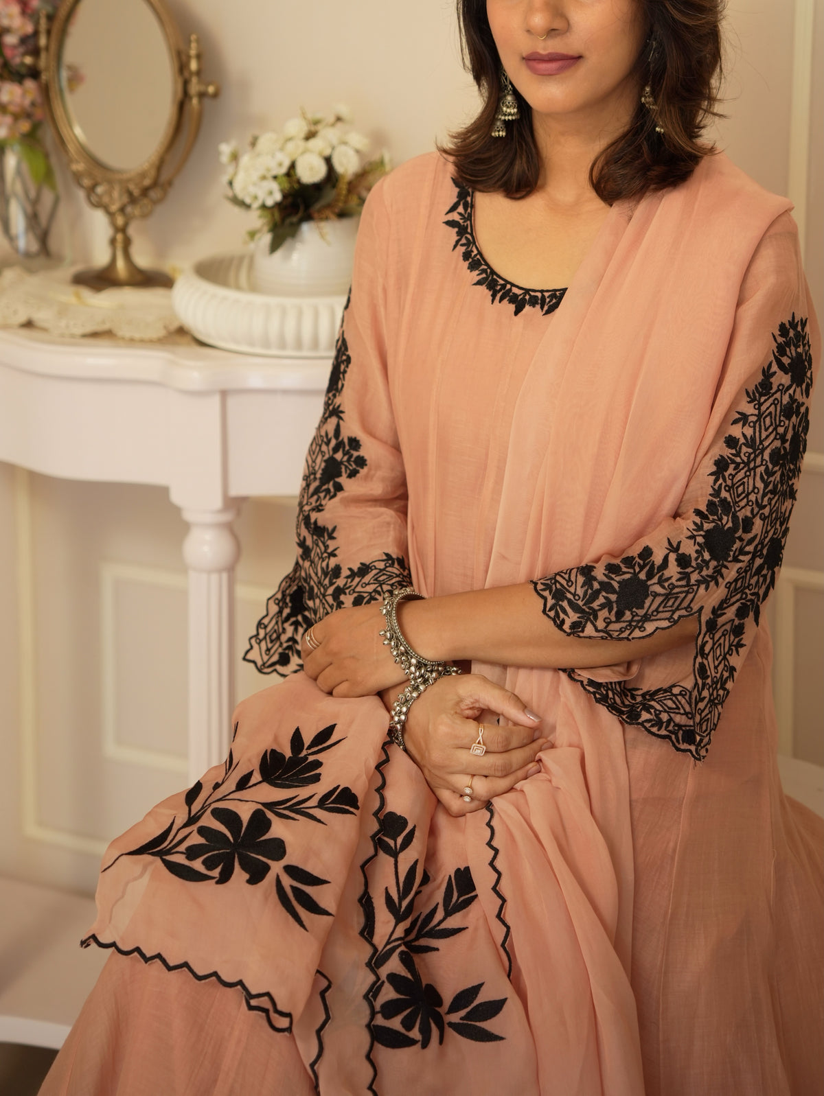 Aarohi Peach Anarkali Set