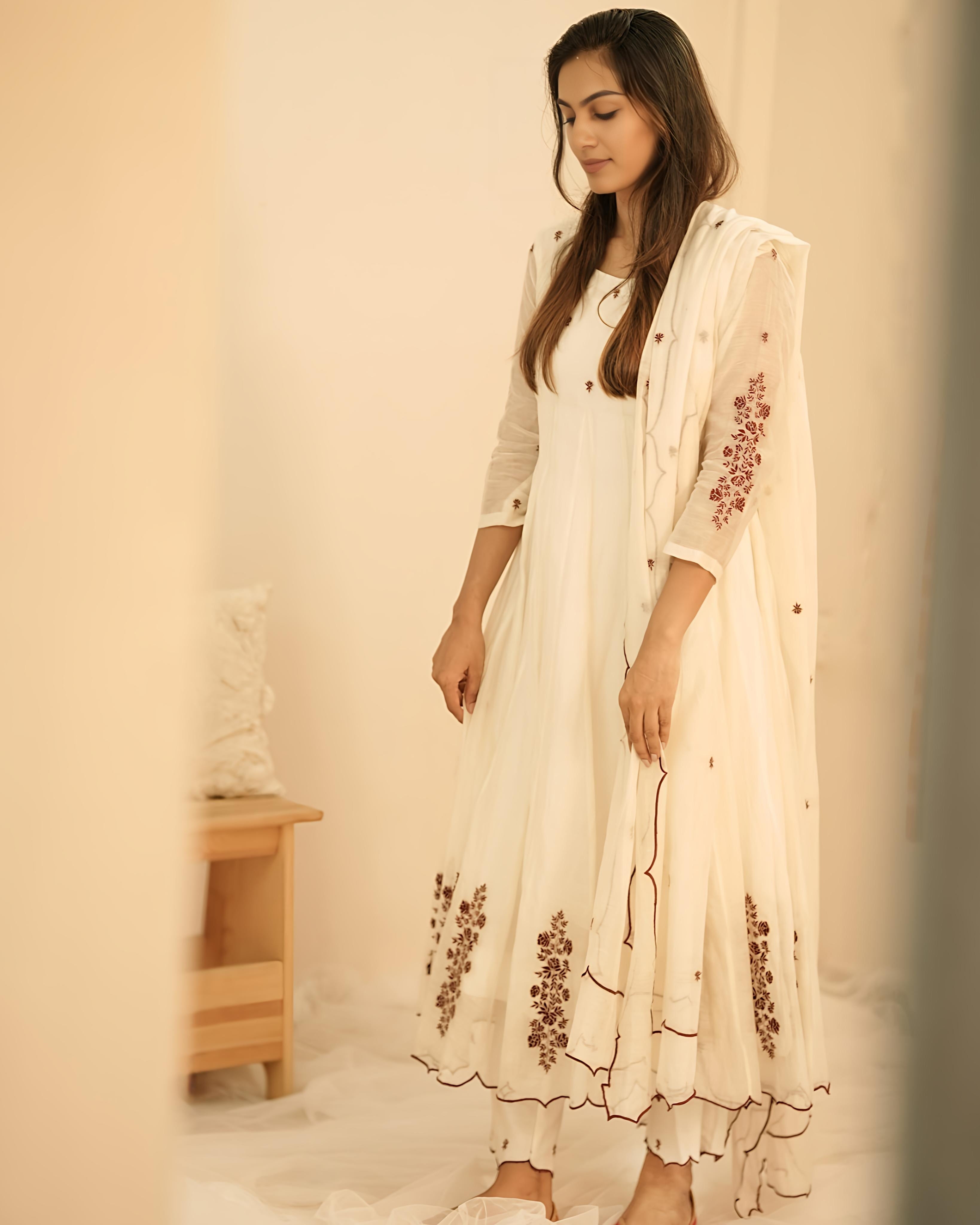 Off-White Bloom Anarkali Set